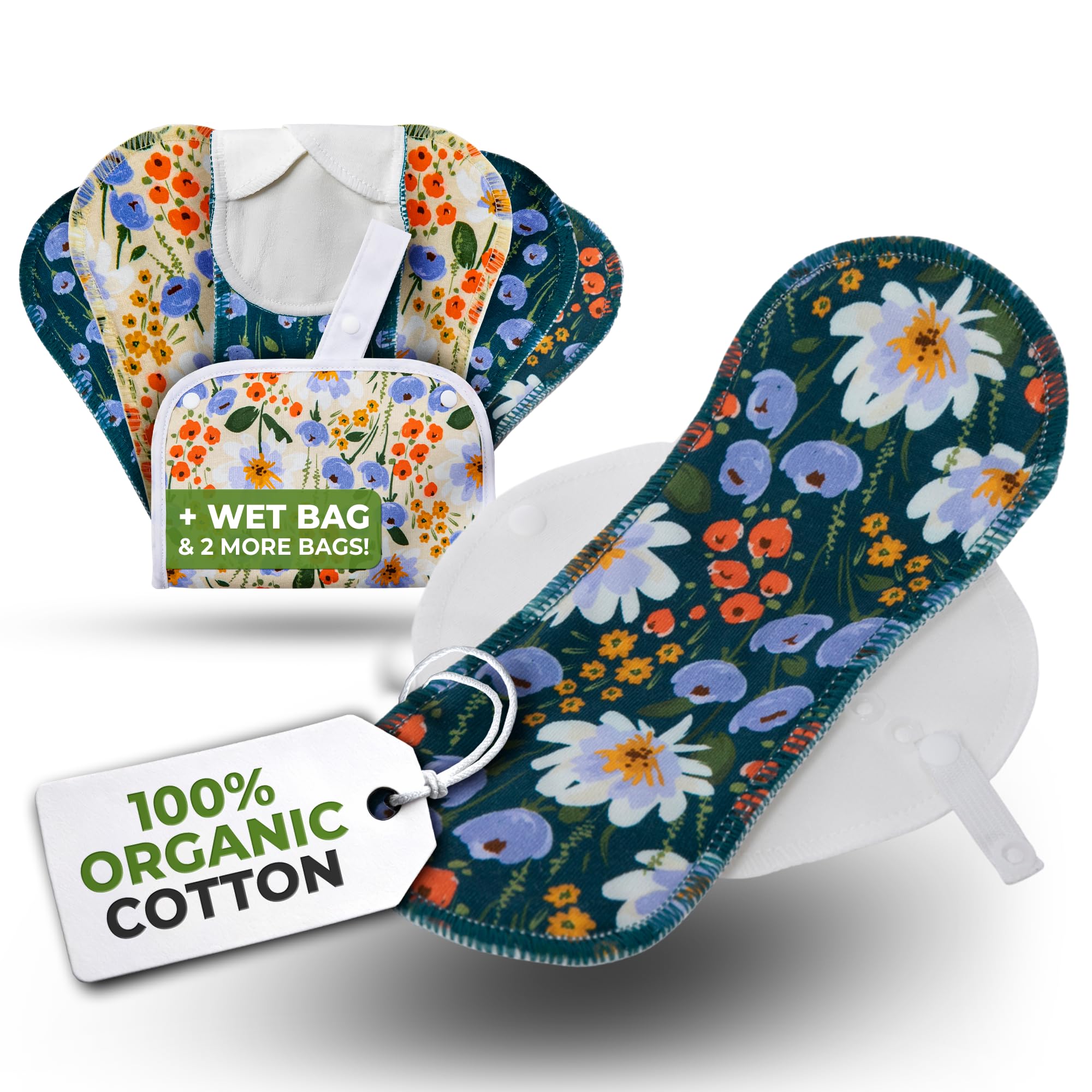 ÉcoConfort Protèges Slip Lavables Réutilisables en Coton Bio pour Pertes Blanches (S, x7); Lavables à Haute T°, 100% Respirants, Protection Féminine SEULEMENT pour Usage Quotidien, Douce (Sans PUL)