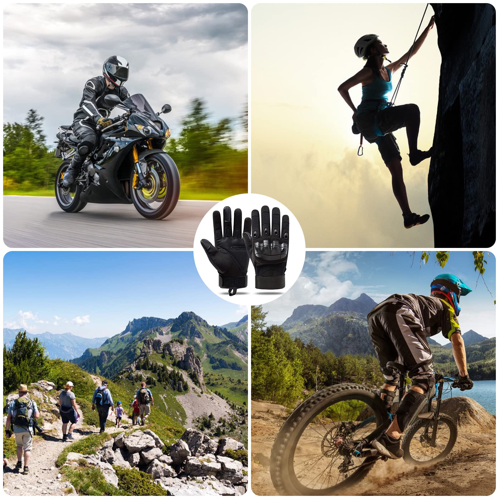 Gants de Moto Tactiques Firschoie avec Protection des Articulations et 2 Doigts Écran Tactile Noir XL