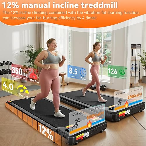 Miniatura 3 de ANCHEER Cinta de correr con asas y 12% de inclinación - 2s plegable/Capacidad máxima de 320 lb Almohadilla para caminar - Cintas de correr plegables