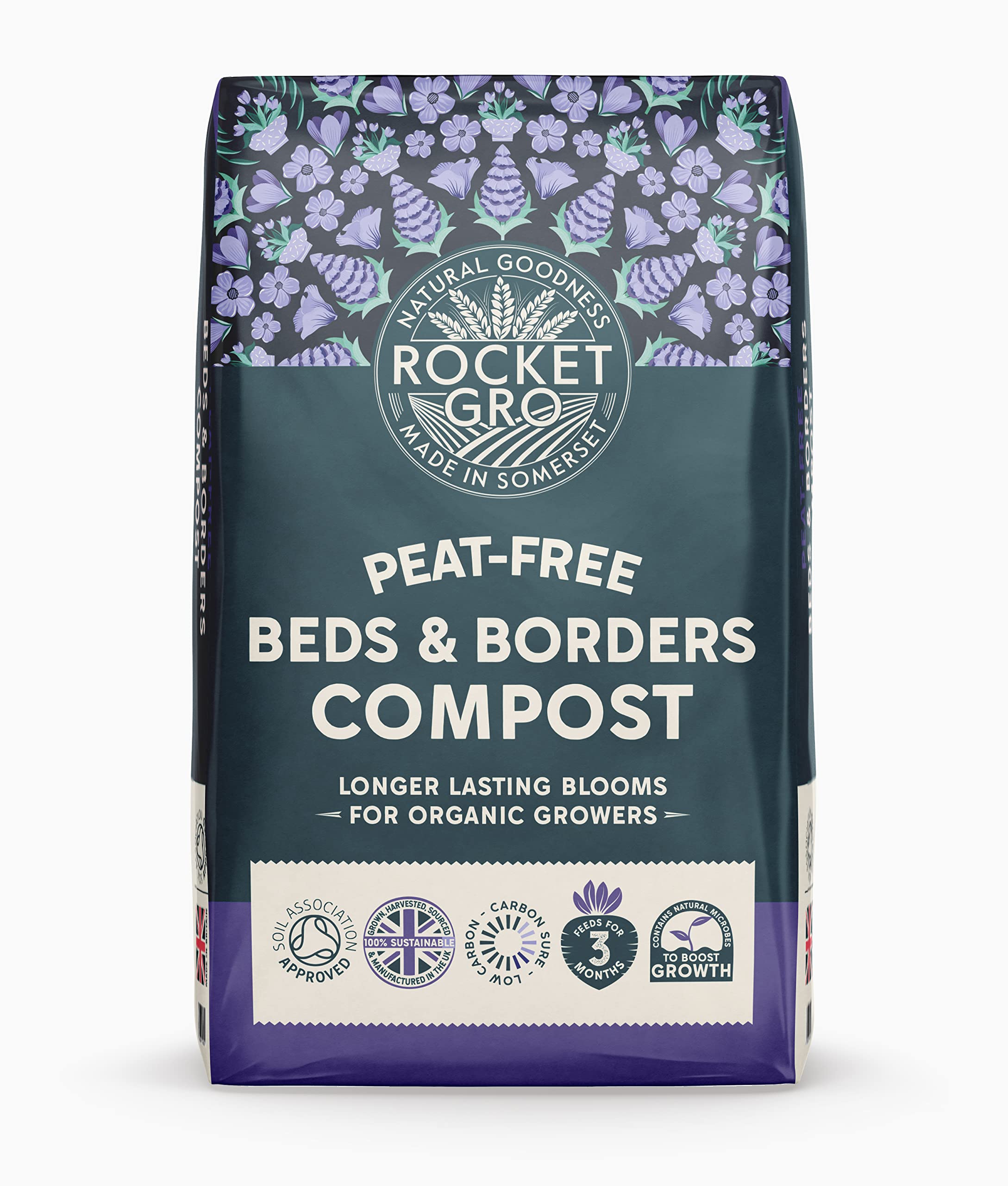 RocketGro Beds & Borders Compost Peat-Free – 40L – 100% Organic & Chemical-Free – Nutrient-Rich for Perennials, Evergreens & Shrubs – Garden Compost with Slow-Release Feed