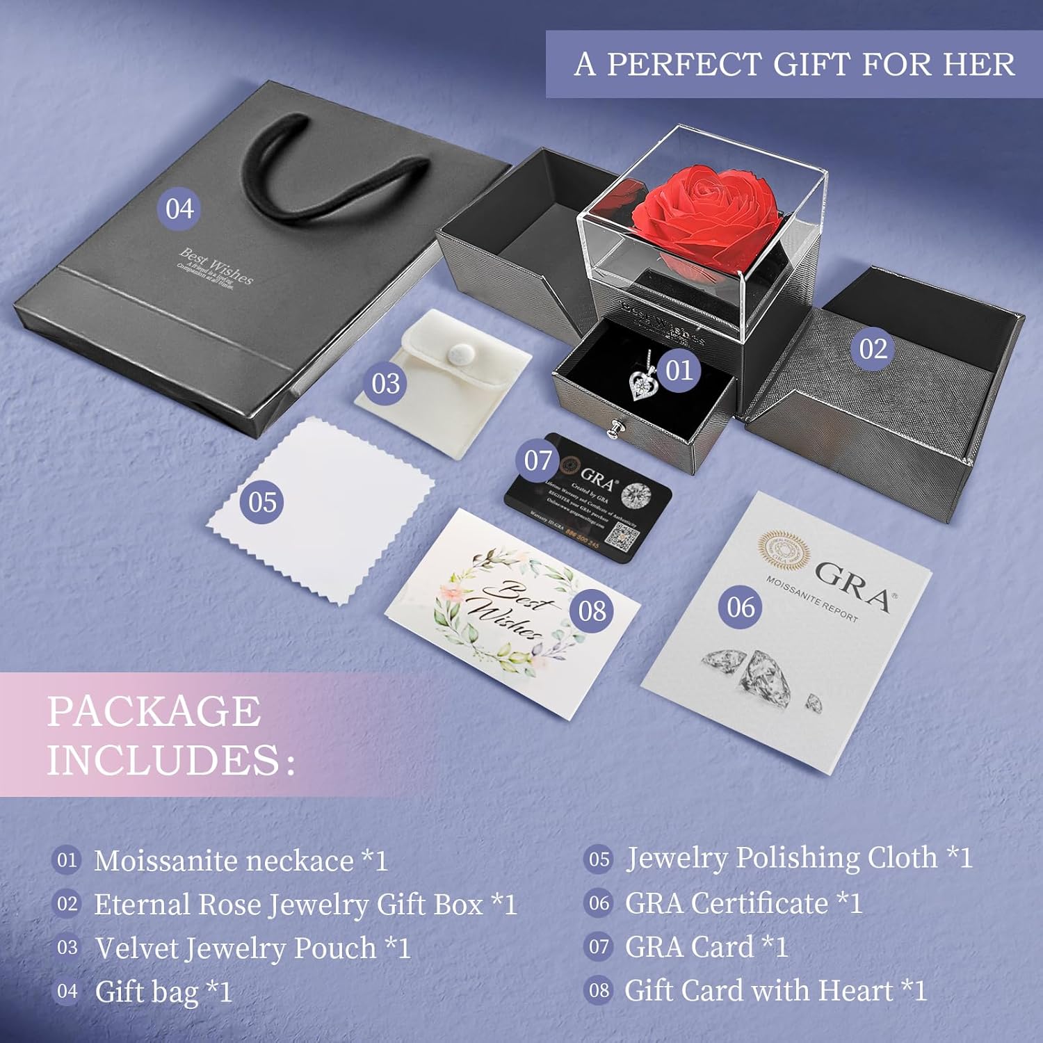 Gorgeous Moissanite Necklaces for Women - Valentine's Day Gifts for Wife Girlfriend, 925 Sterling Silver 1-3CT Moissanite Pendant Jewelry, Wedding Anniversary Birthday Christmas for Mom - Image 6