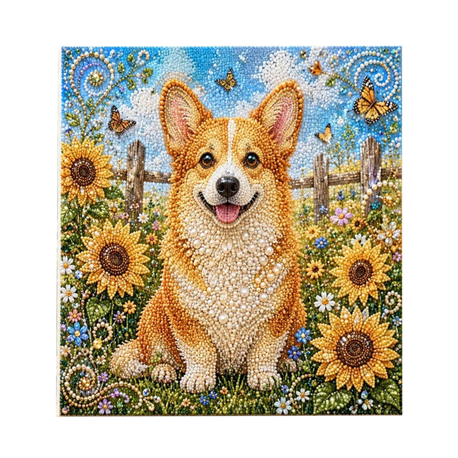 Pearl Art Kits for Adults Dog, 3D DIY Pearl Diamond Painting Art Kit, Animal Theme Beads Decorations Crafts, Fall Home Wall Decor, Beginner-friendly, Handmade Gift — image 1
