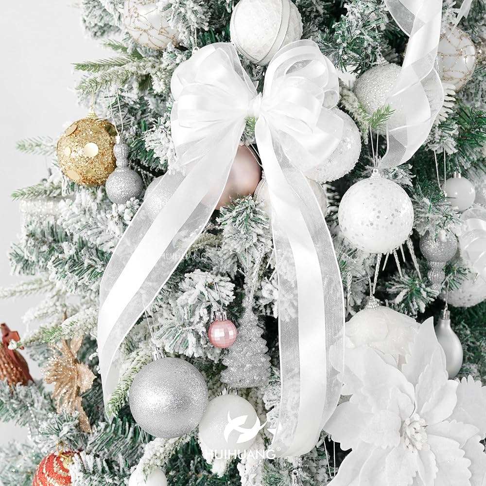 Amazon.com: HUIHUANG White Sheer Wired Ribbon with Satin Amazon.com: HUIHUANG White Sheer Wired Ribbon with Satin