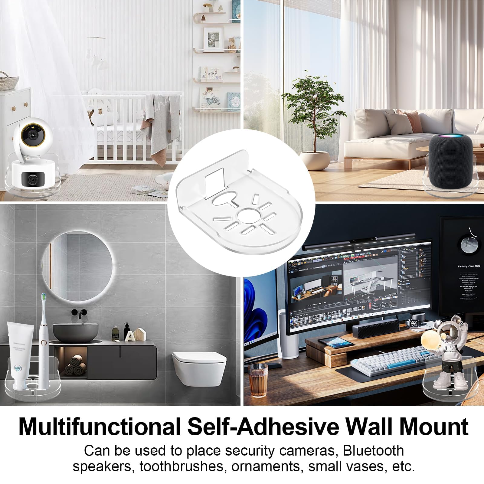 AMBEERT 4Pcs Camera Wall Mount, Security Camera Shelf, Punch-Free Camera Bracket, Bracket Stand Tray Indoor - Image 4