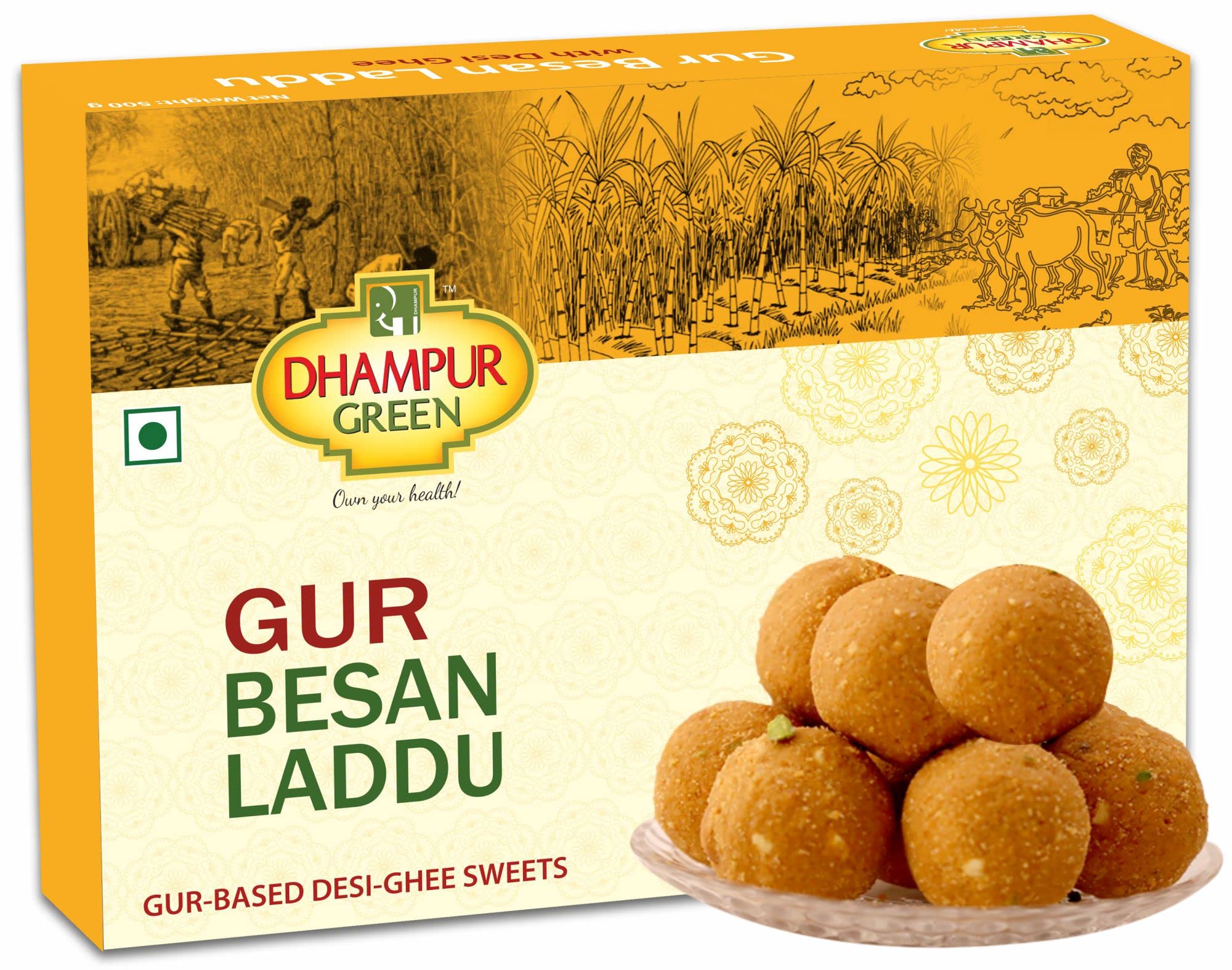 Dhampurgreen Gur Besan Laddu Ladoo, 500 grams | Indian Sweets | Gur Mithaai | Jaggery Sweets | Laddo Mithai Sweets Gift Box | Besan Sweet (B09H2FWLJZ) Amazon Price History, Amazon Price Tracker