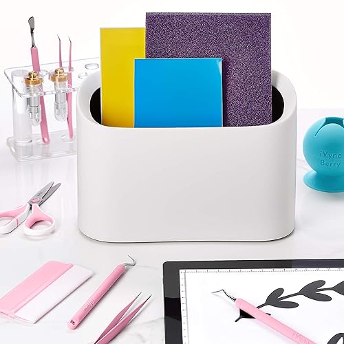 iVyne Colector de desechos de vinilo, contenedor de almacenamiento de vinilo para herramientas de deshierbe de vinilo y mini bote de basura para