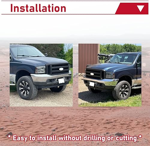 Miniatura 7 de HECASA Rejilla frontal estilo malla 2006 compatible con Ford Super Duty 1999-2004 F250 F350 F450 F550 Excursion Front Radiator Grill Hood Grill Black