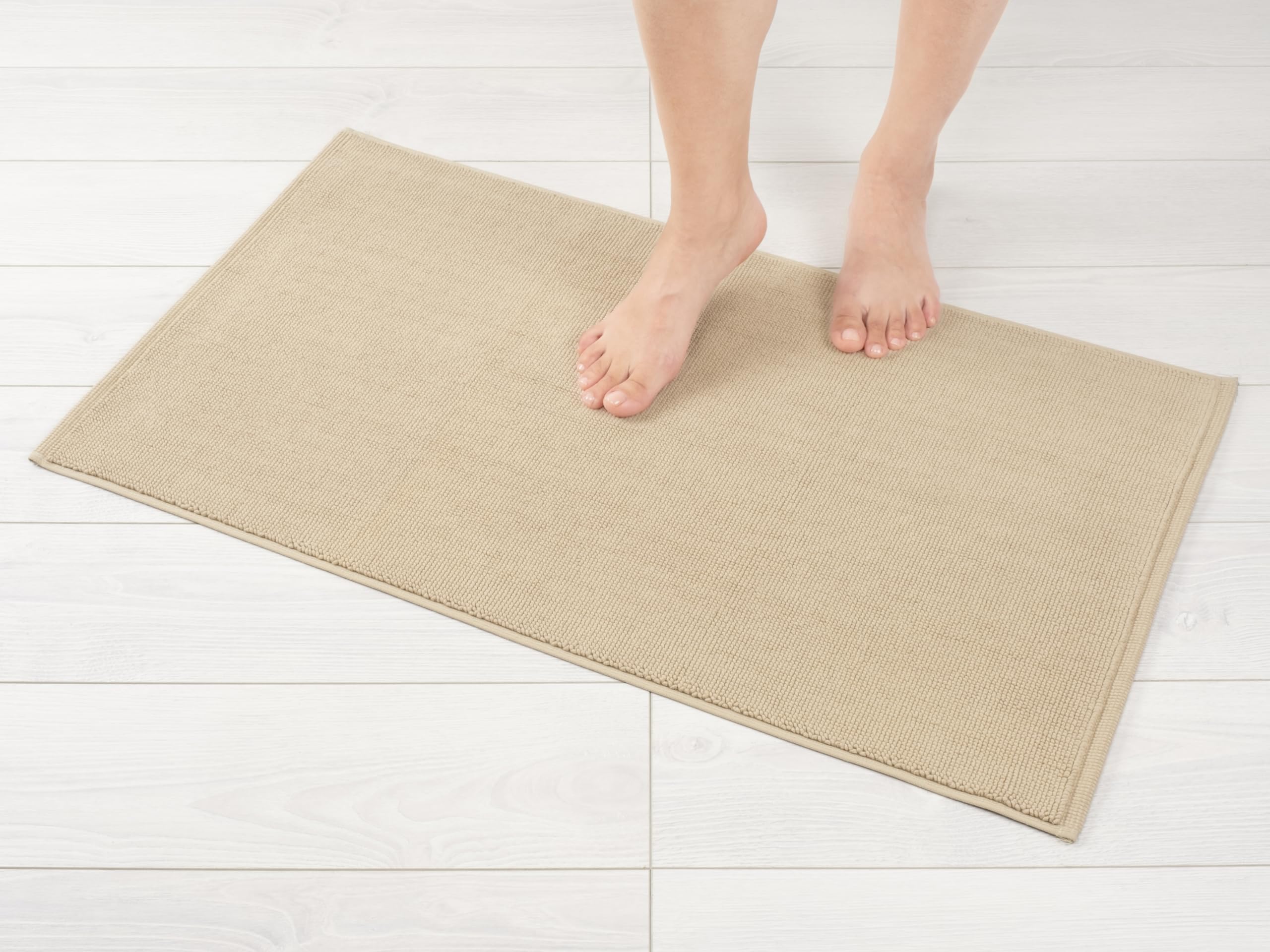 Hammetex Non-Slip Bath Mat, 51 x 86 cm, 100% Cotton, 1200 GSM, Washable, Absorbent, Quick Dry, Oeko-TEX Certified, Beige
