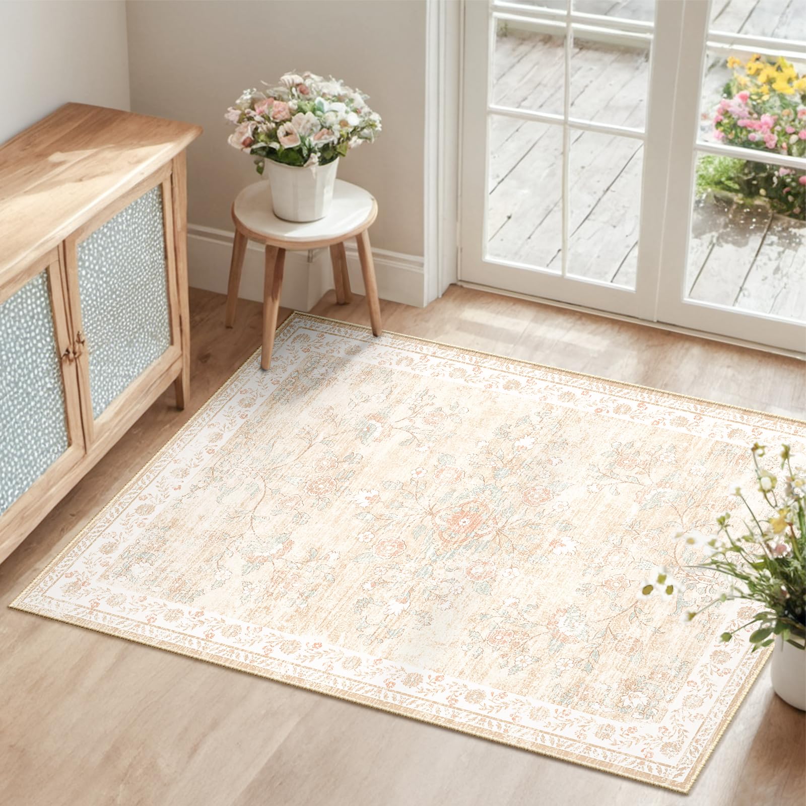 Amazon.com: RELEANY Area Rug 2x3, Vintage Floral Distress Print