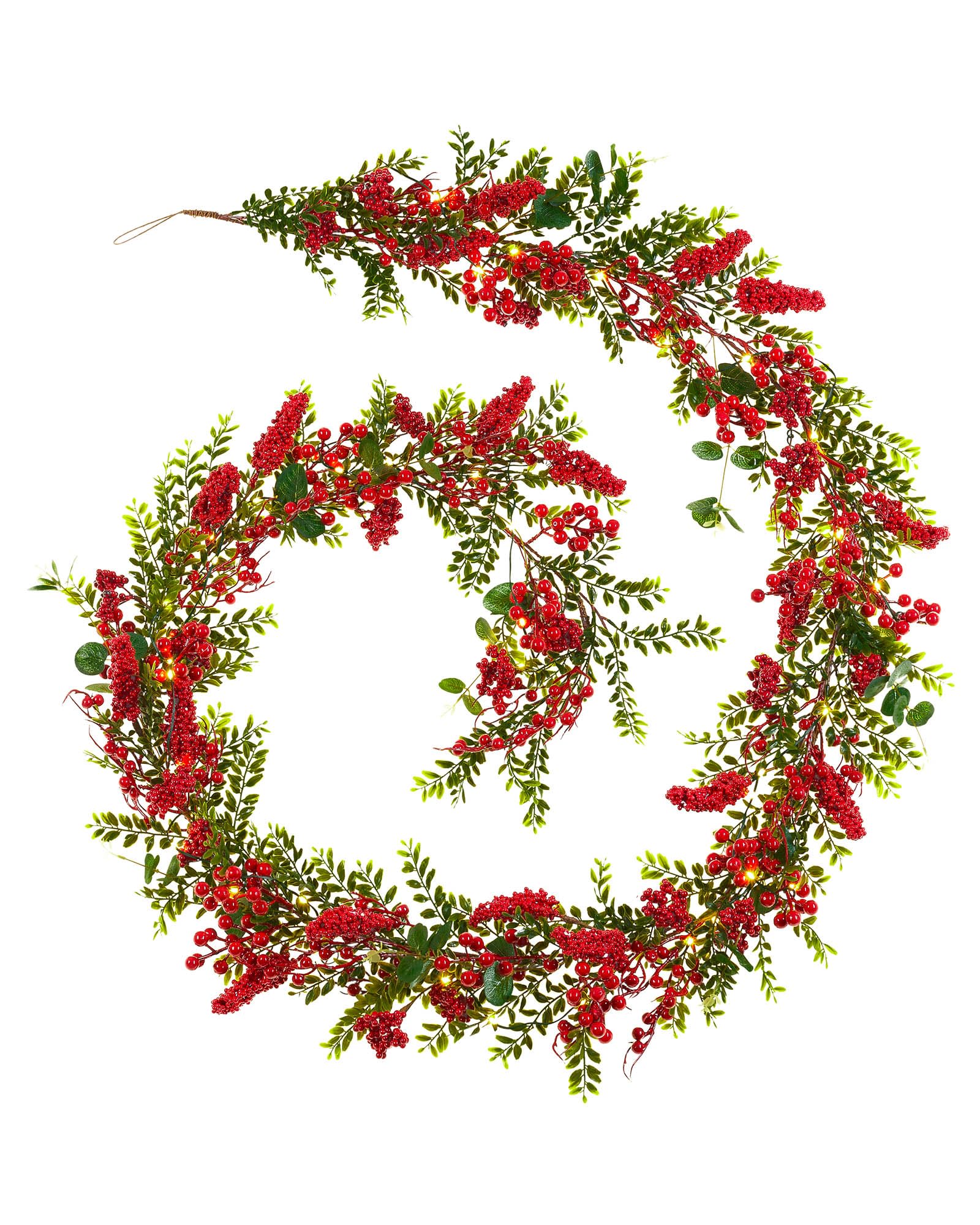 Pre-Lit Red Berry Garland
