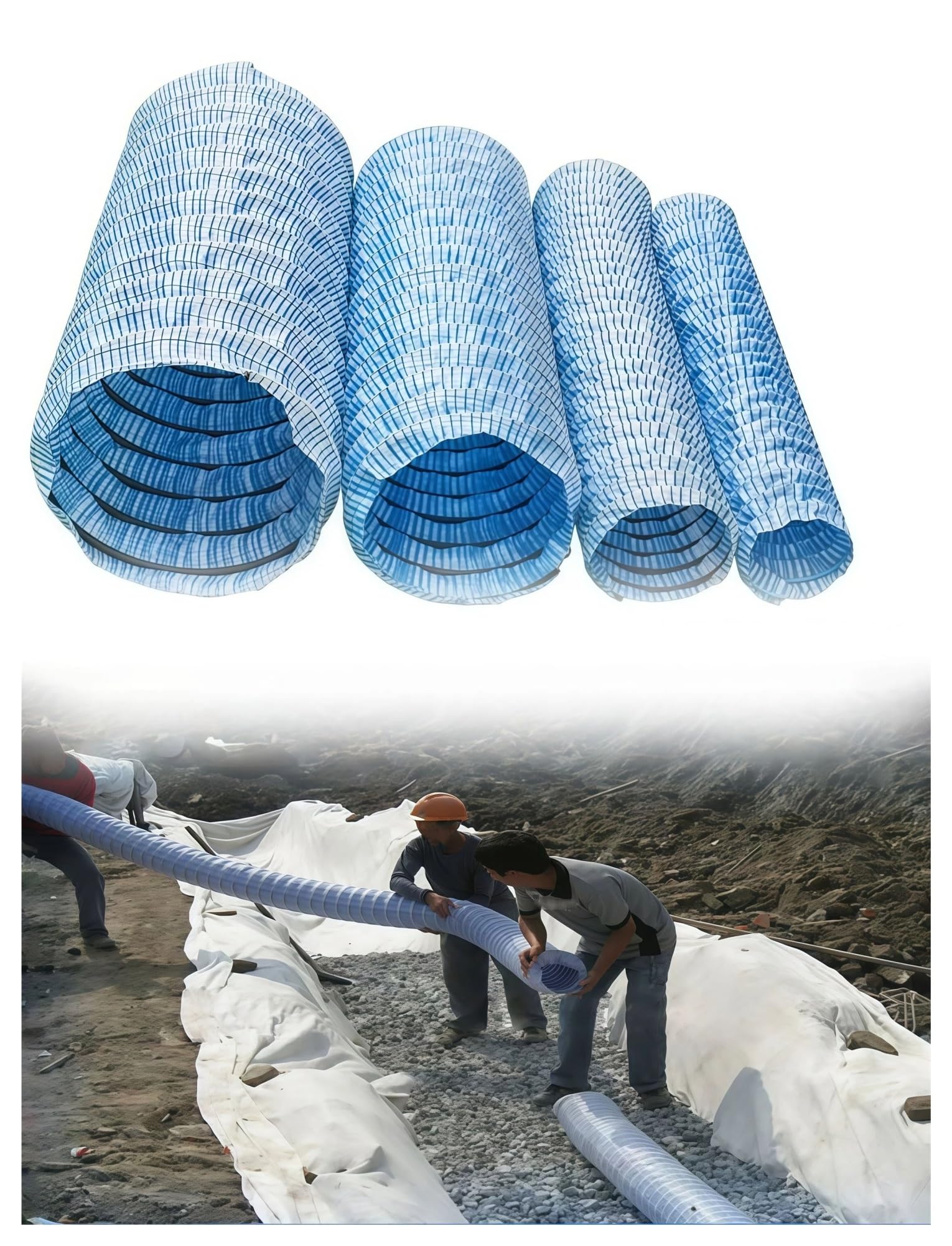 Tubo di drenaggio francese per giardino, flessibile, perforato, per vialetto, cortile, prato e esterni (20 cm, 1700 cm)