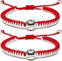 Vista 9 de Pulseras trenzadas hechas a mano, regalos de béisbol para niños, pulseras ajustables con cuentas de béisbol, pulseras de béisbol inspiradoras