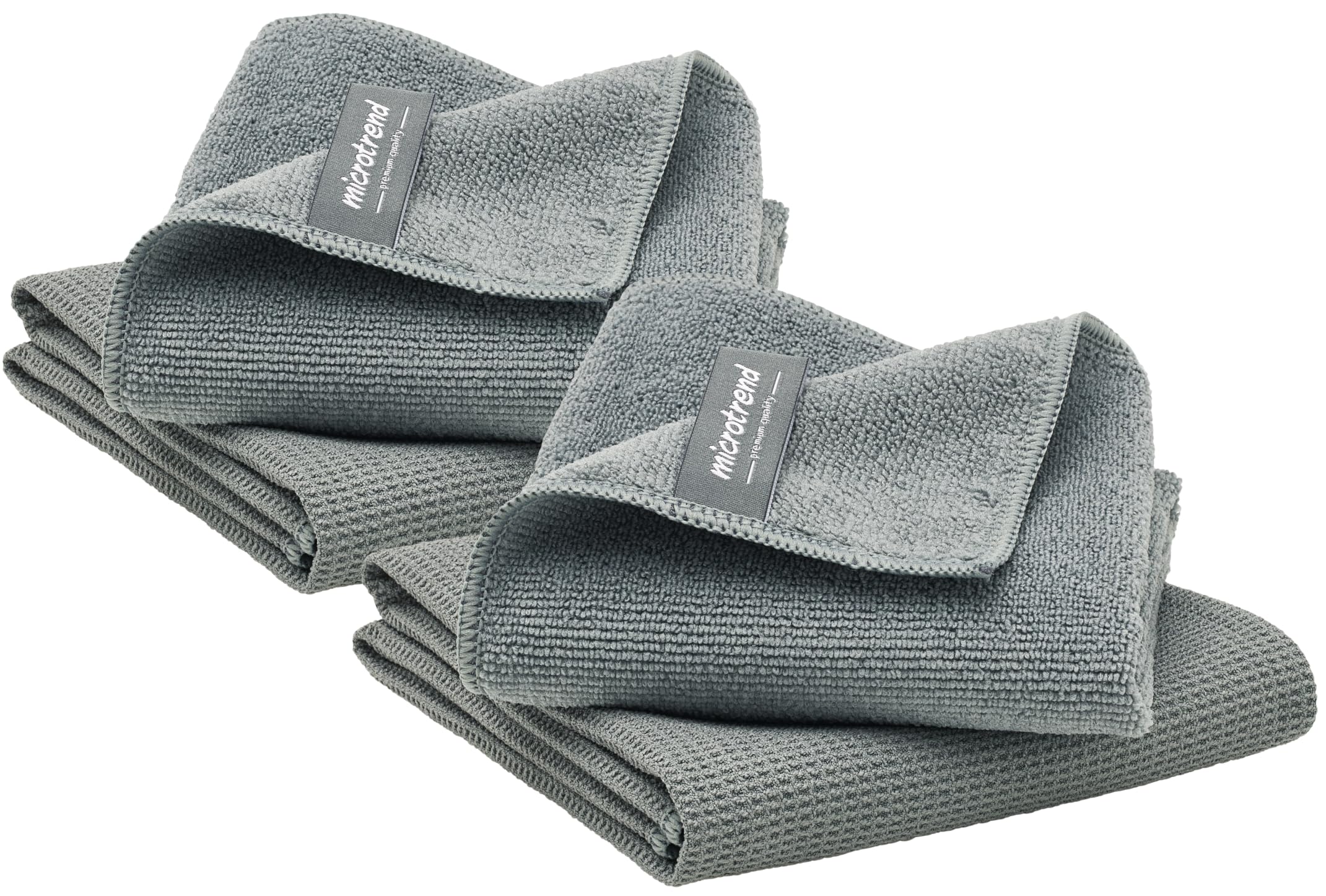 Set di finestre, 2 panni in microfibra di alta qualità per una pulizia senza aloni solo con acqua: panno per la pulizia (40 x 40 cm) e panno asciutto (60 x 45 cm) (2, grigio)
