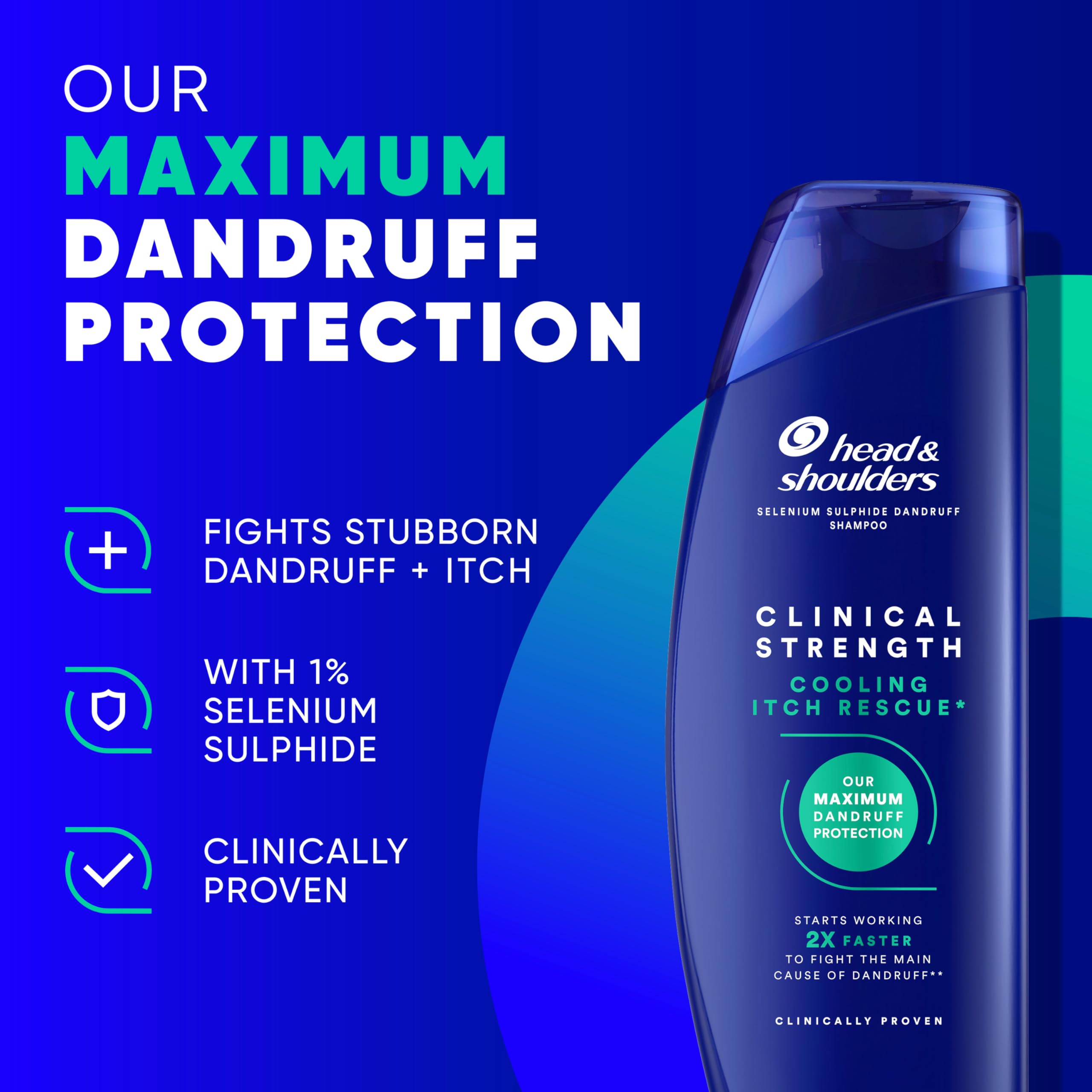 Head & Shoulders Cooling Itch Rescue 400ml Selenium Sulphide Anti-Dandruff Shampoo, Clinical Strength - Image 2