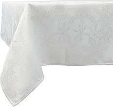 Celebright Christmas Tablecloth - Rectangular 52 x 90 Inches (132 x 228 cm) - Ideal for 4-6 Dinner Place Settings - Metallic Blizzard Snowflake Embossed Design - White & Metallic Silver