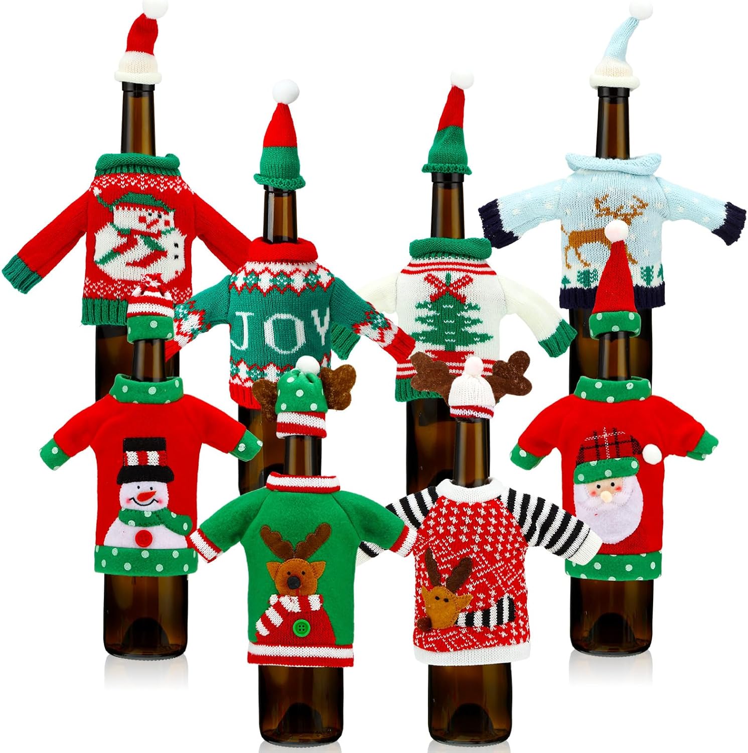 Ziliny 16 Sets Christmas Wine Bottle Covers,Ugly Sweater