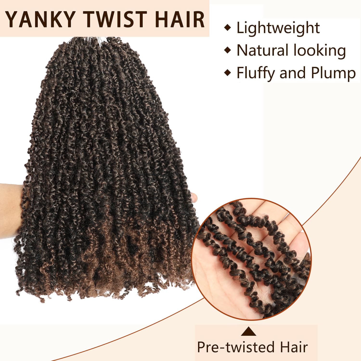 Yanky Crochet Hair 16 Inch Pre-Twisted Natural Black Kinky Mini Spring Twist Senegalese Braids - Image 4
