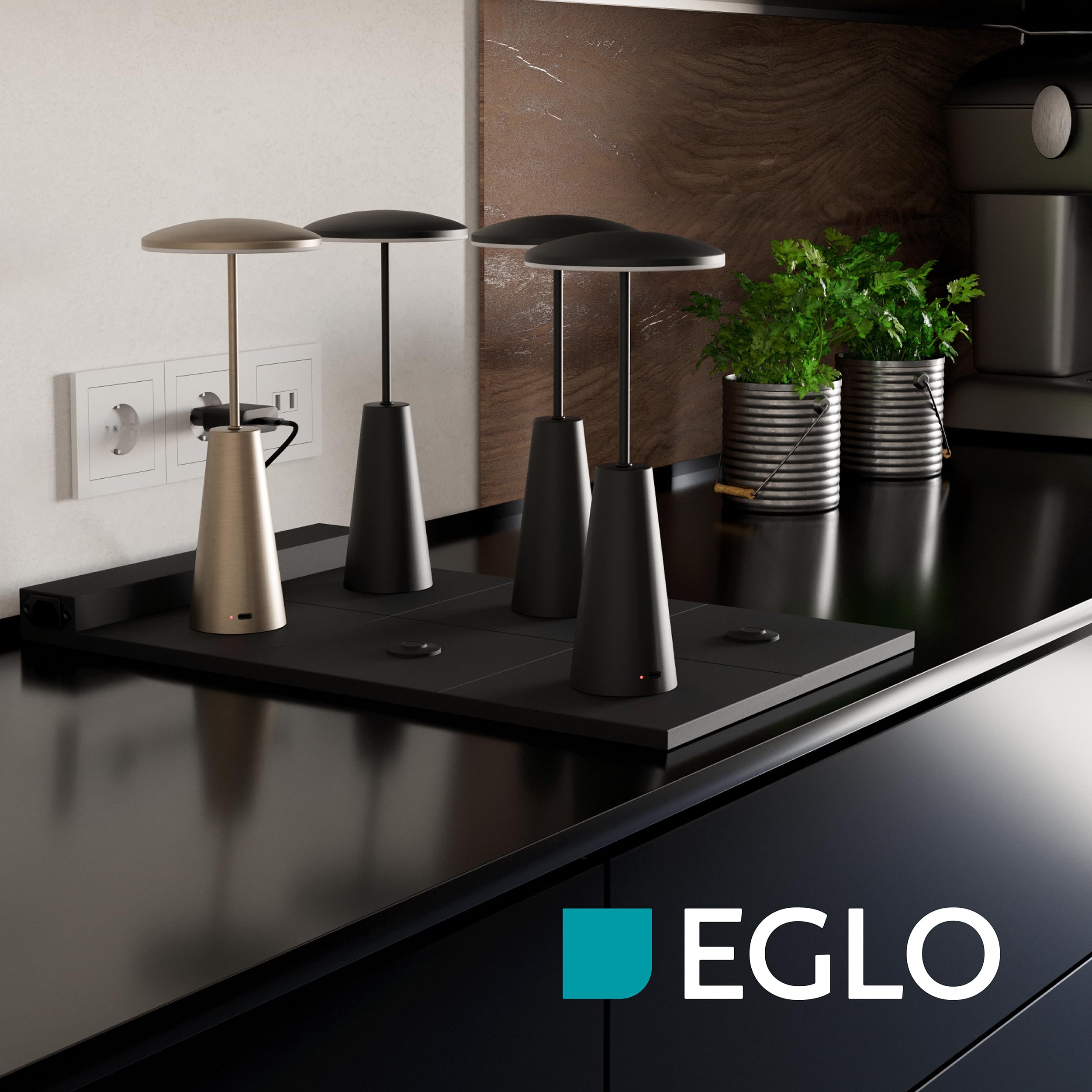 EGLO Podkładka ładująca Multi Charging Pad | ładowarka USB do 6 lamp stołowych zasilanych bateriami z serii Ponente, ładowarka bezprzewodowa