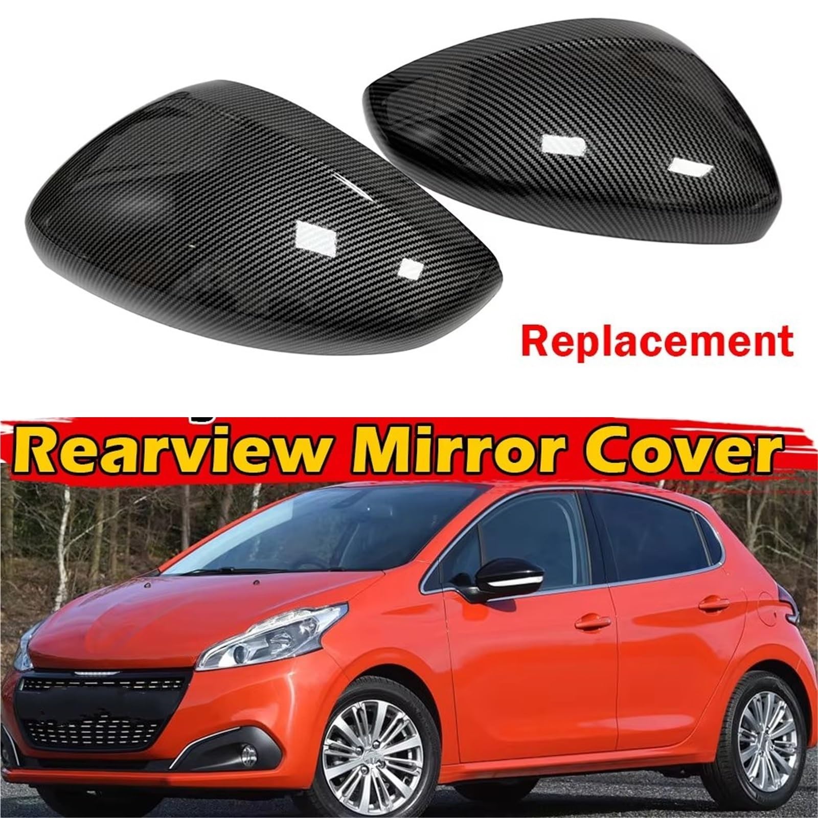 Calotte Degli Specchietti Per Peugeot 208 2008 2012-2018 Copri Specchietto Retrovisore Laterale Ricambio Auto Rivestimento Esterno Parafango Calotta Specchio(BIANCO)