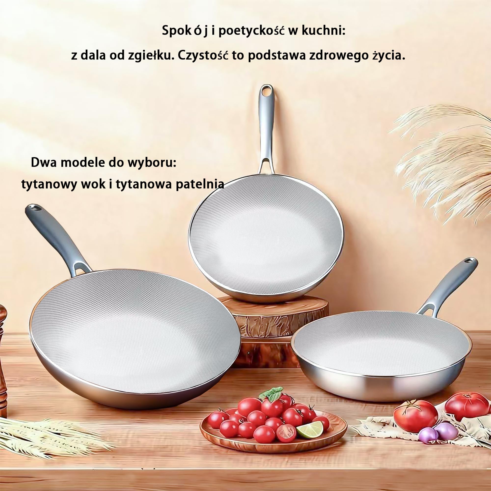 SSGP Tytanowa Patelnia Wok 28cm — nie zawiera PFOA | Łatwe w czyszczeniu, odporne na rdzę, nadają się do wszystkich rodzajów kuchenek, nieprzywierające, z pokrywką