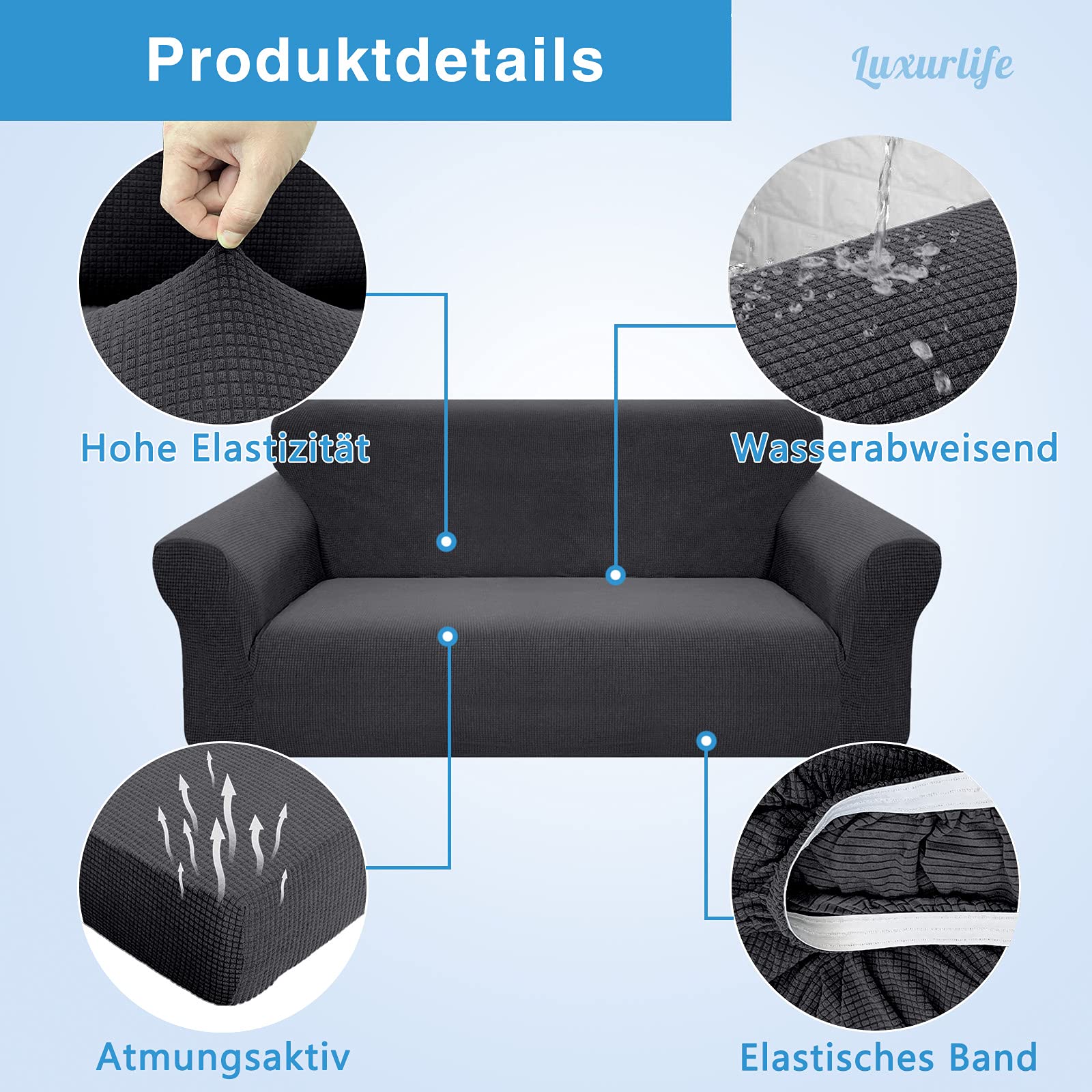 Earnmore Stretch Sofabezug 2-Sitzer Weinrot - Wasserdicht & Anti-Rutsch