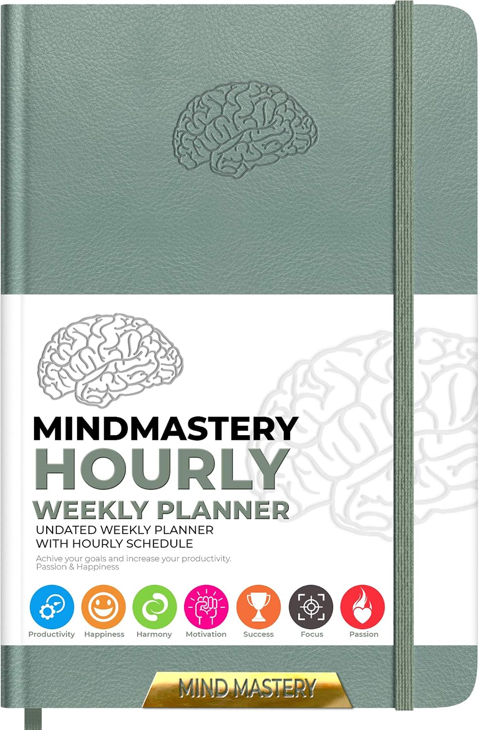 Deluxe Weekly & Monthly Life Planner to Hit Your Goals & Live Happier. Organizer Notebook & Productivity Journal. A5 Hardcover, Undated - Start Any Time (Sea Green)