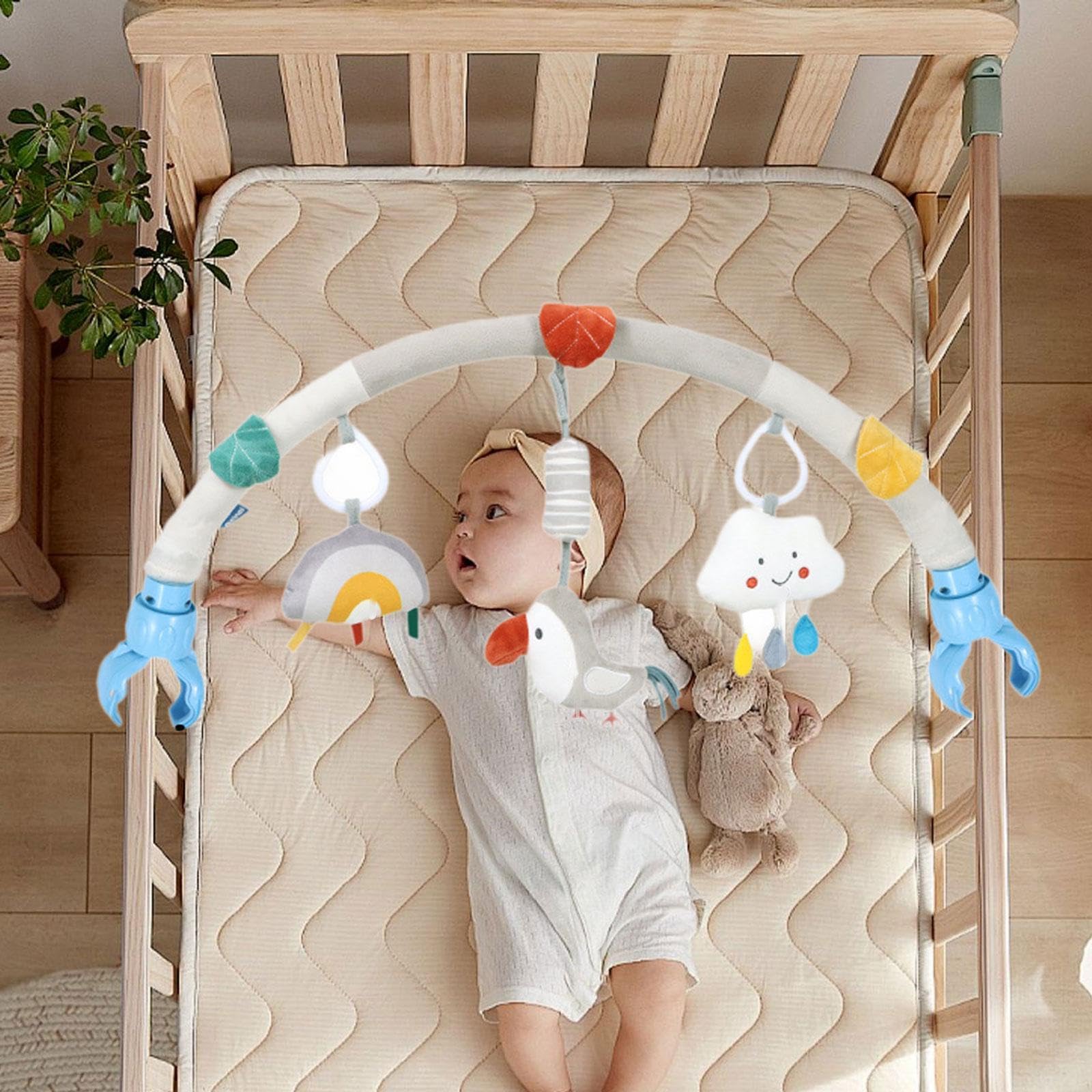 perfk Arche de jouet pour poussette de bébé, hochet sensoriel suspendu pour nouveau-né, jouet doux pour activité de développement précoce, mobile pour siège, Oiseau