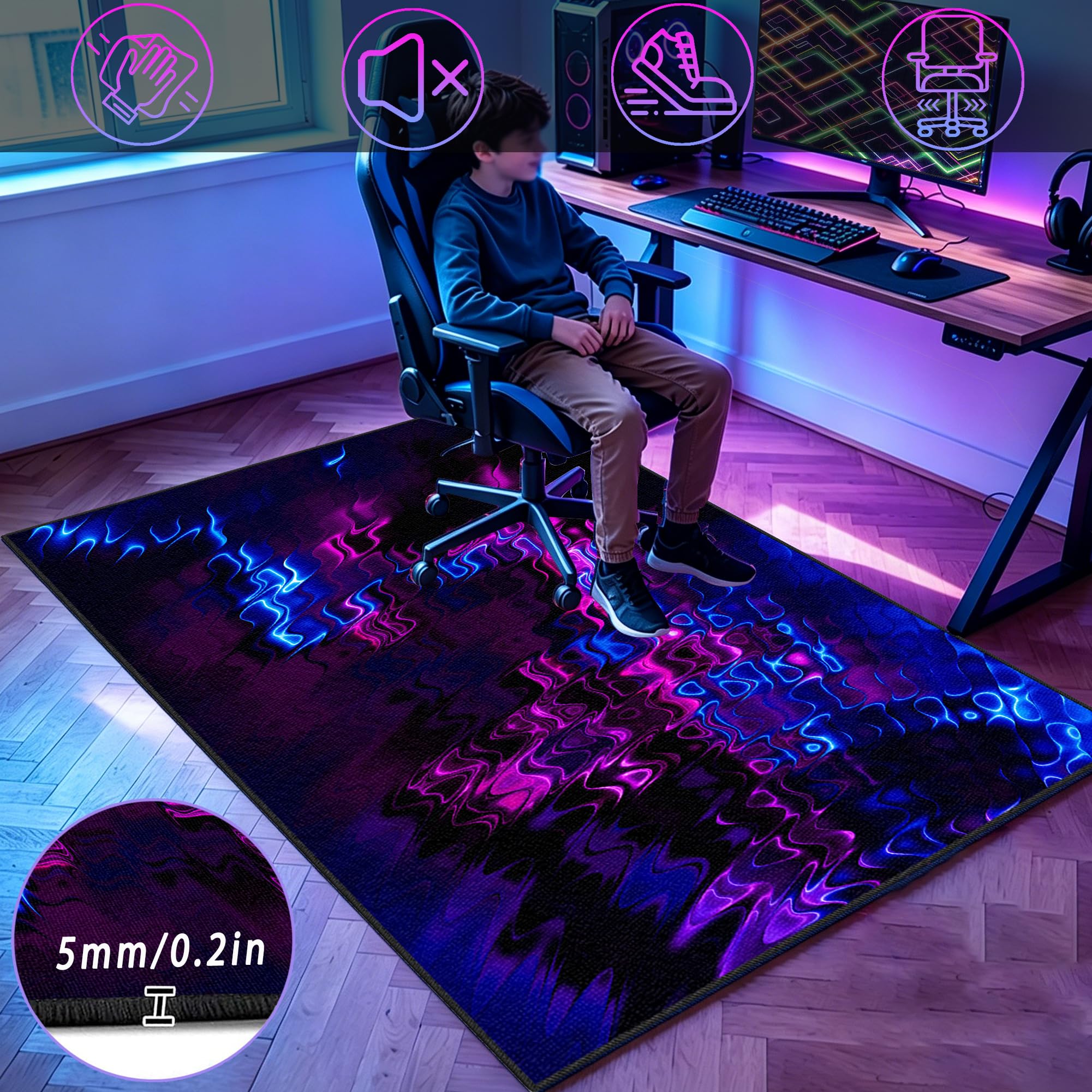 Dywan do sypialni Gaming Mata do gier na krzesło komputerowe 100 x 160 cm Antypoślizgowy dywan krzesło do gier na salę zabaw Dywan do salonu dla graczy Chłopiec
