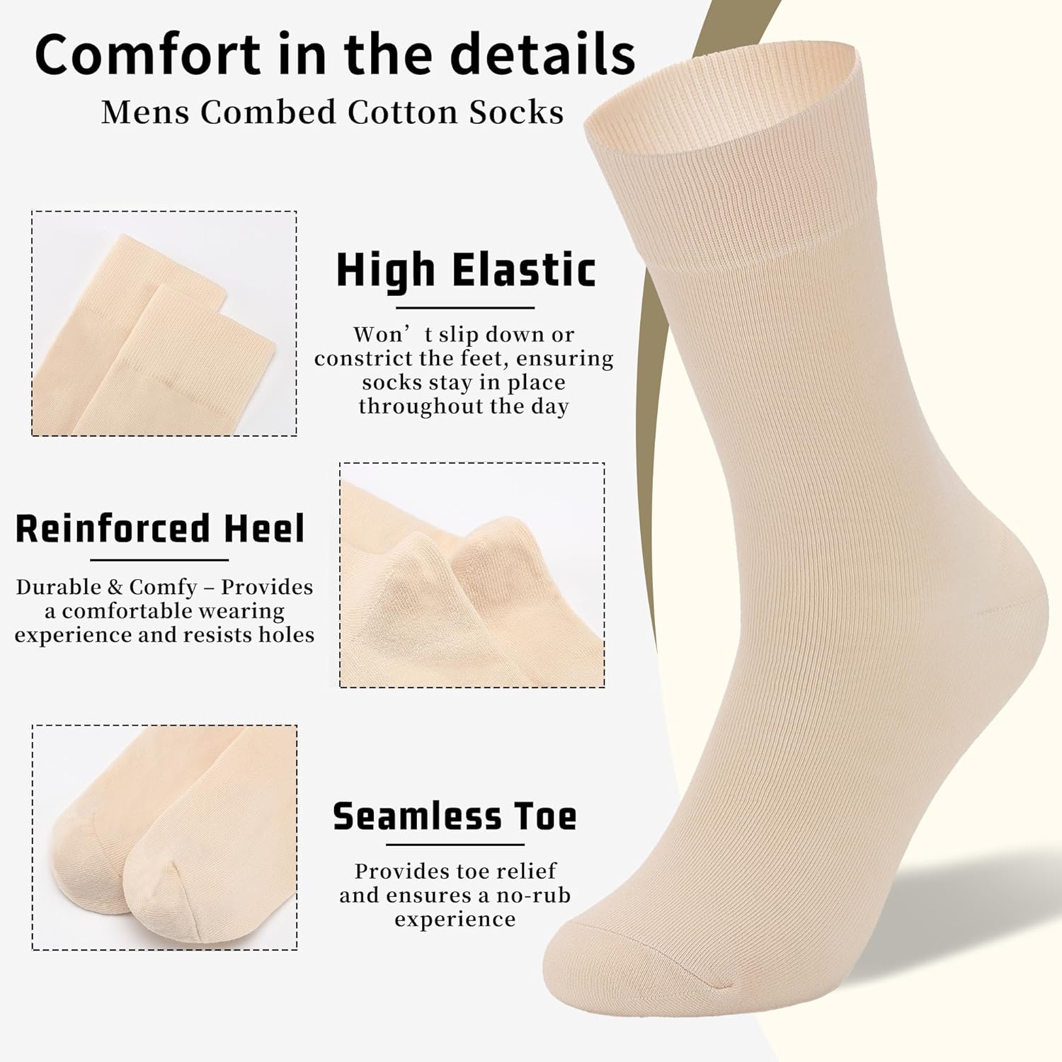 Men's Multi Color Dress Socks Multi Color Comfoy Crew Cotton Dress Socks for Men Wedding Business Size 8-13 - Image 3