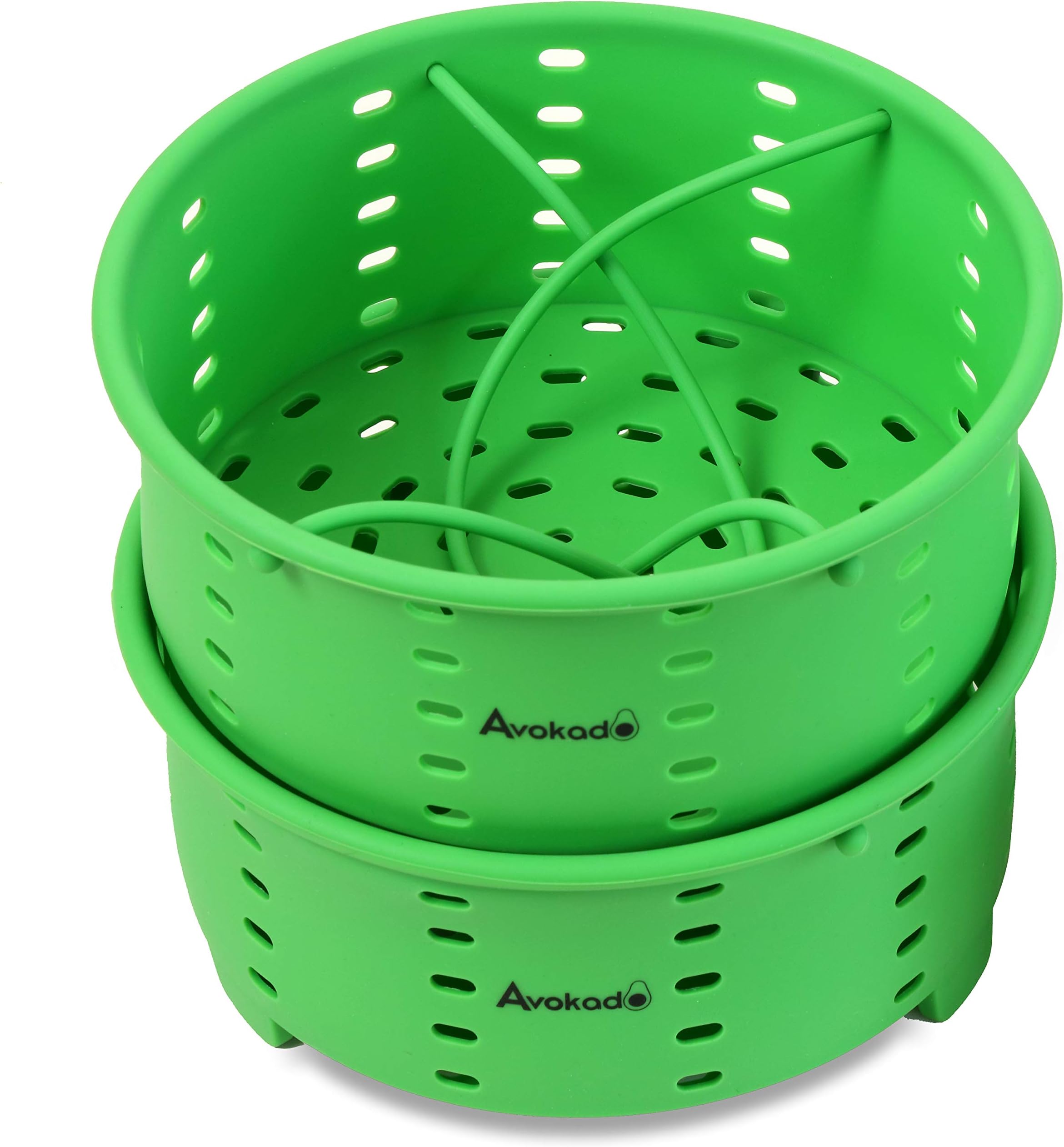 Avokado Stackable Silicone Steamer Basket Accessories with One Insert Divider Set - Compatible with 8 Quart Instant Pot - Green