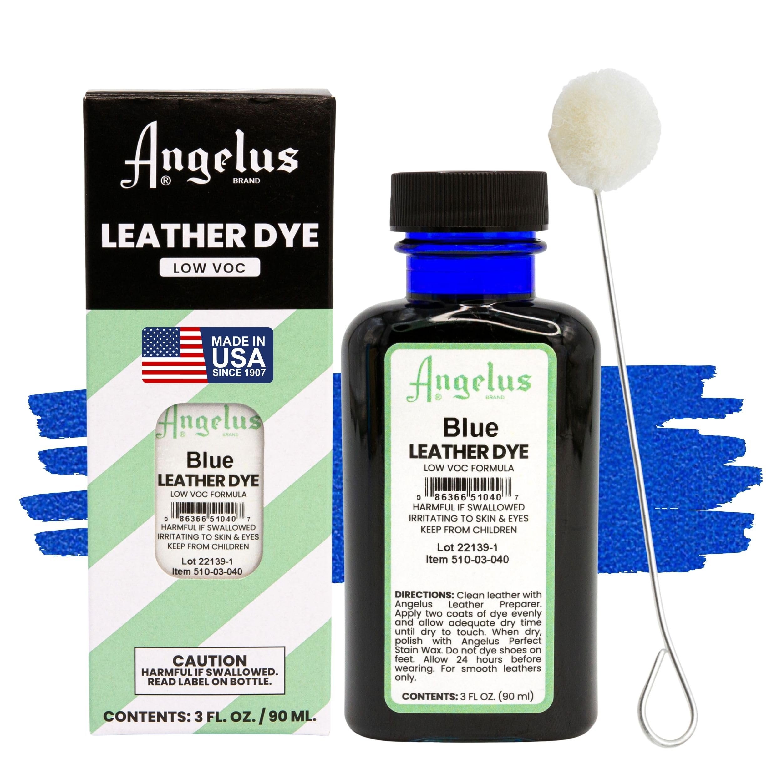Angelus Leather Dye - Flexible Leather Dye for Shoes, Boots, Bags, Crafts, Furniture, & More 3oz (Blue)