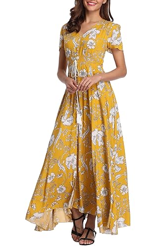Women's Floral Maxi Dresses Casual Long Summer Boho Beach Dress