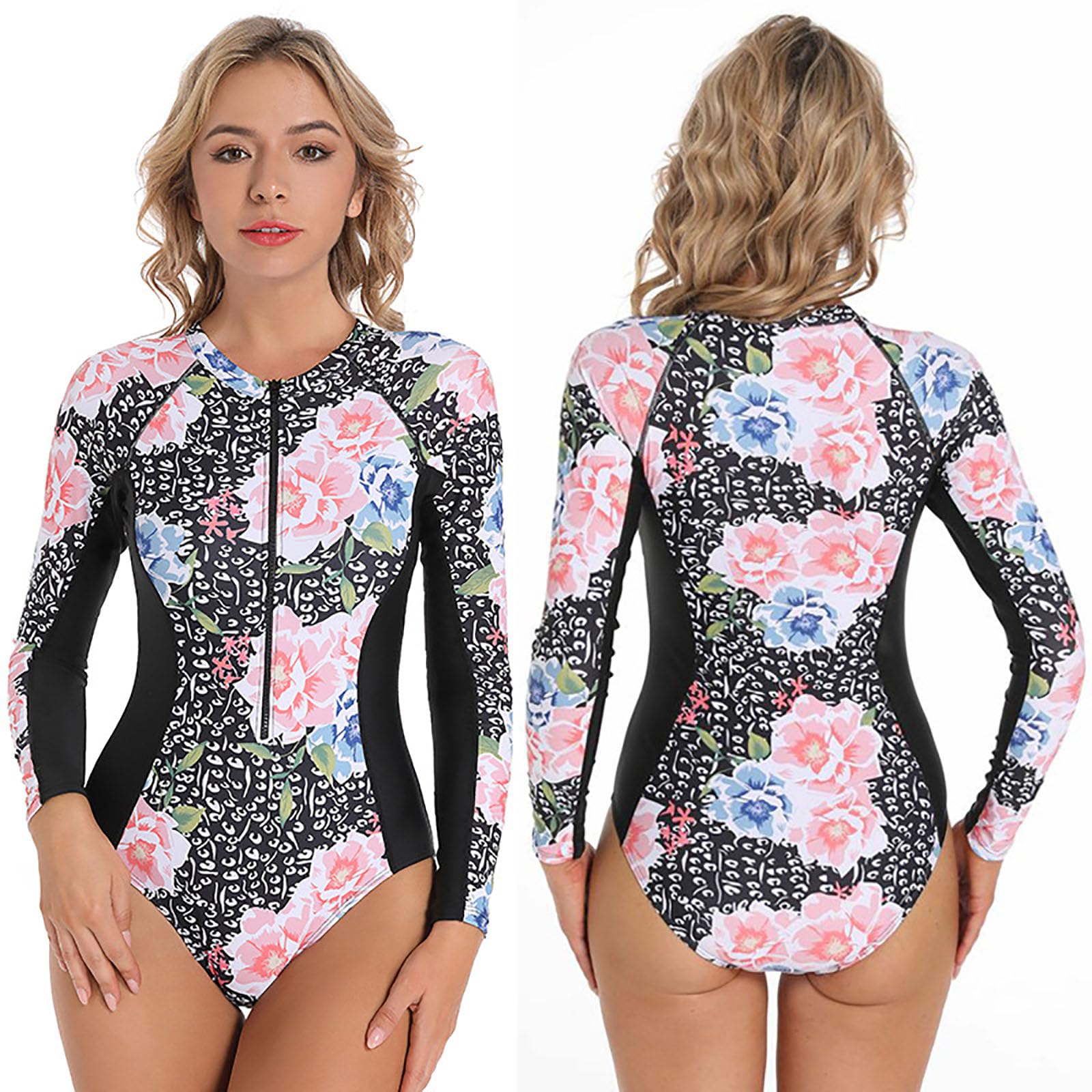 Damskie stroje kąpielowe Rash Guard jednoczęściowy Rash Guard Kwiatowy Ochrona UV Surfing Nurkowanie Kostiumy dla kobiet