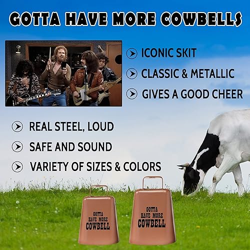 Miniatura 3 de Bevin Bells "Gotta Have More Cowbell" (mediano)  Campana de vaca Kentucky con color cobre  Hecho de acero  Fabricantes de ruido fuerte con mango