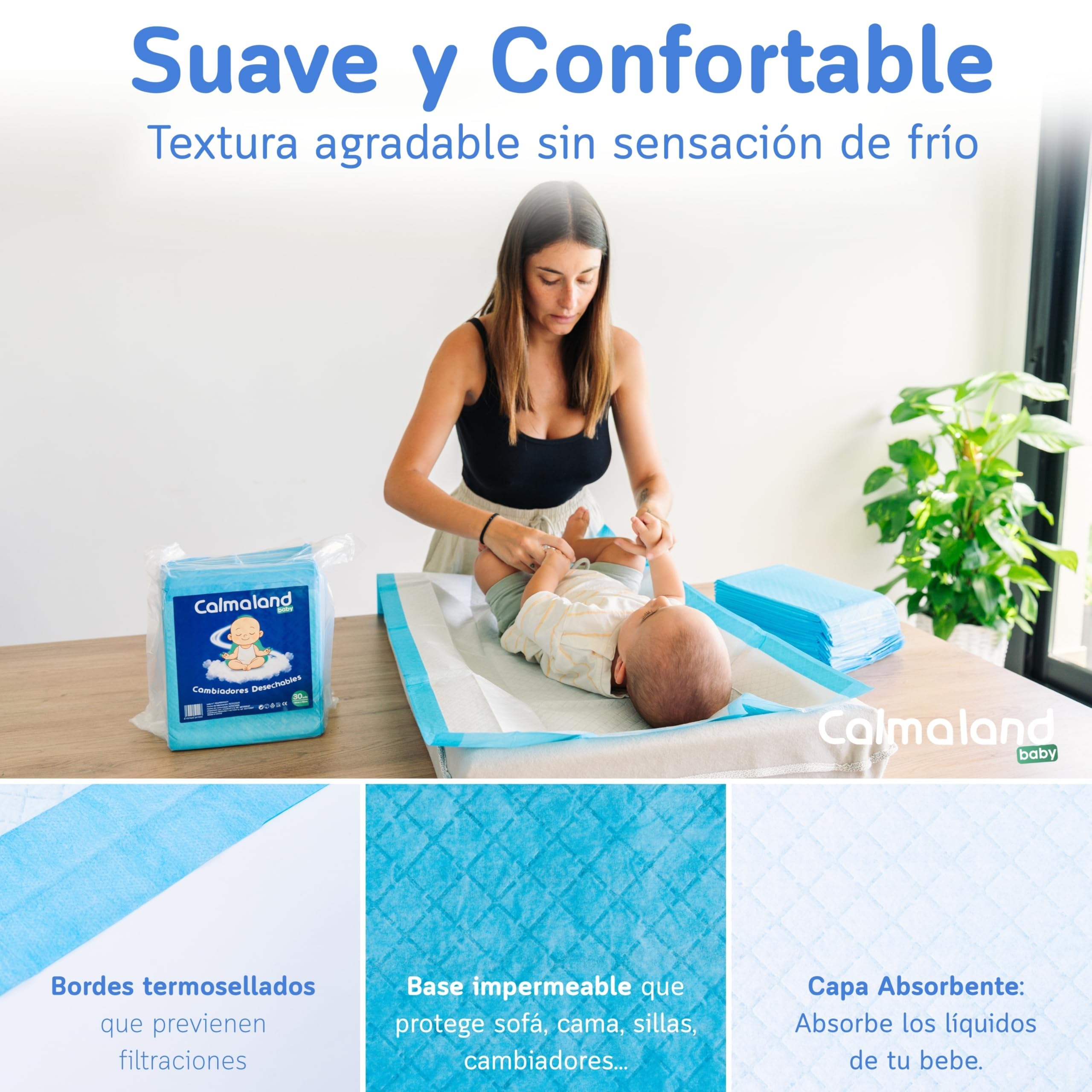 Cambiadores Empapadores Cama 60x90 cm para Bebés - 90 Unidades – Alta Absorción, Antifugas y Control de Olores – Desechables para Incontinencia, Cambio de Pañal o Postoperatorio.