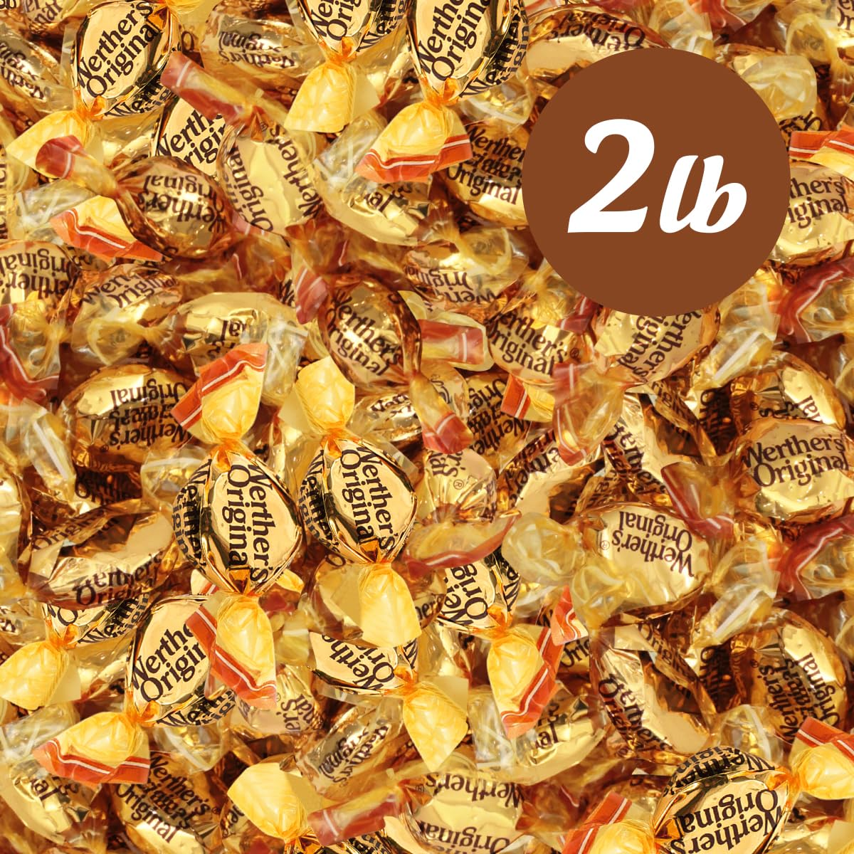 Werther's Original Hard, Creamy Filled & Chewy Caramel Candies, 2 LB Mix – Individually Wrapped Classic, Soft & Creamy Caramels – Made with Real Butter & Fresh Cream – Bulk Bag for Sharing