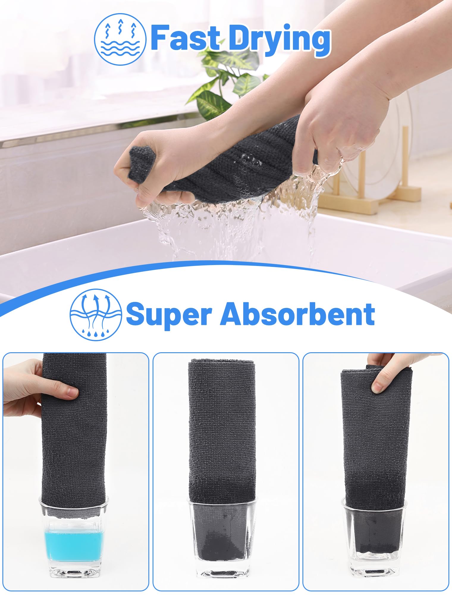 Microfiber Cloth Rolls 40 Units, 30x30cm Reusable Microfiber Cloths, Microfiber Cloth Rolls for Home and Kitchen Cleaning, Removable Cloths, Grey — view 5