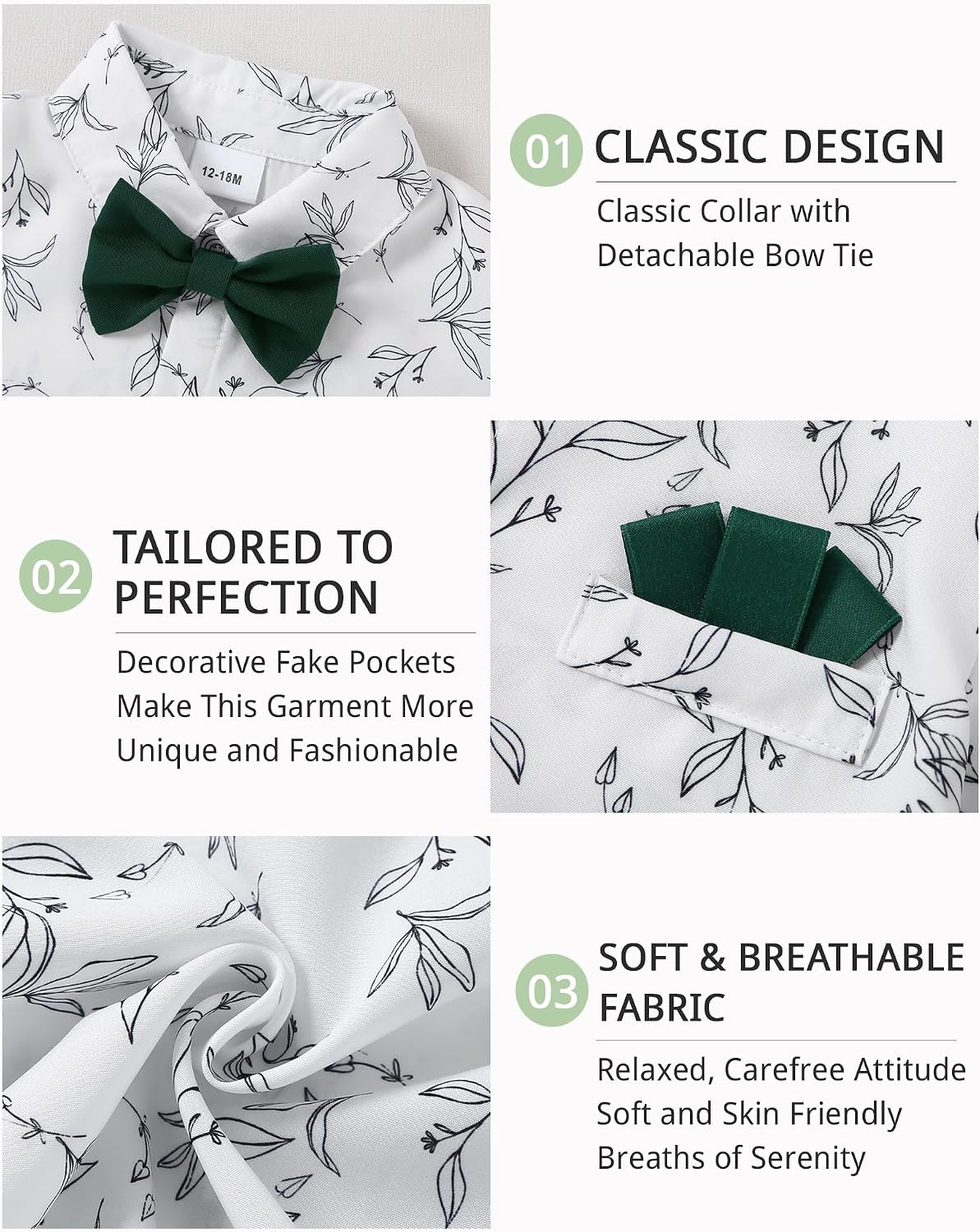SANMIO Toddler Baby Boy Clothes Suit Gentleman Wedding Outfits, Formal Dress Shirt with Bowtie + Suspender Pants 1-5 Years