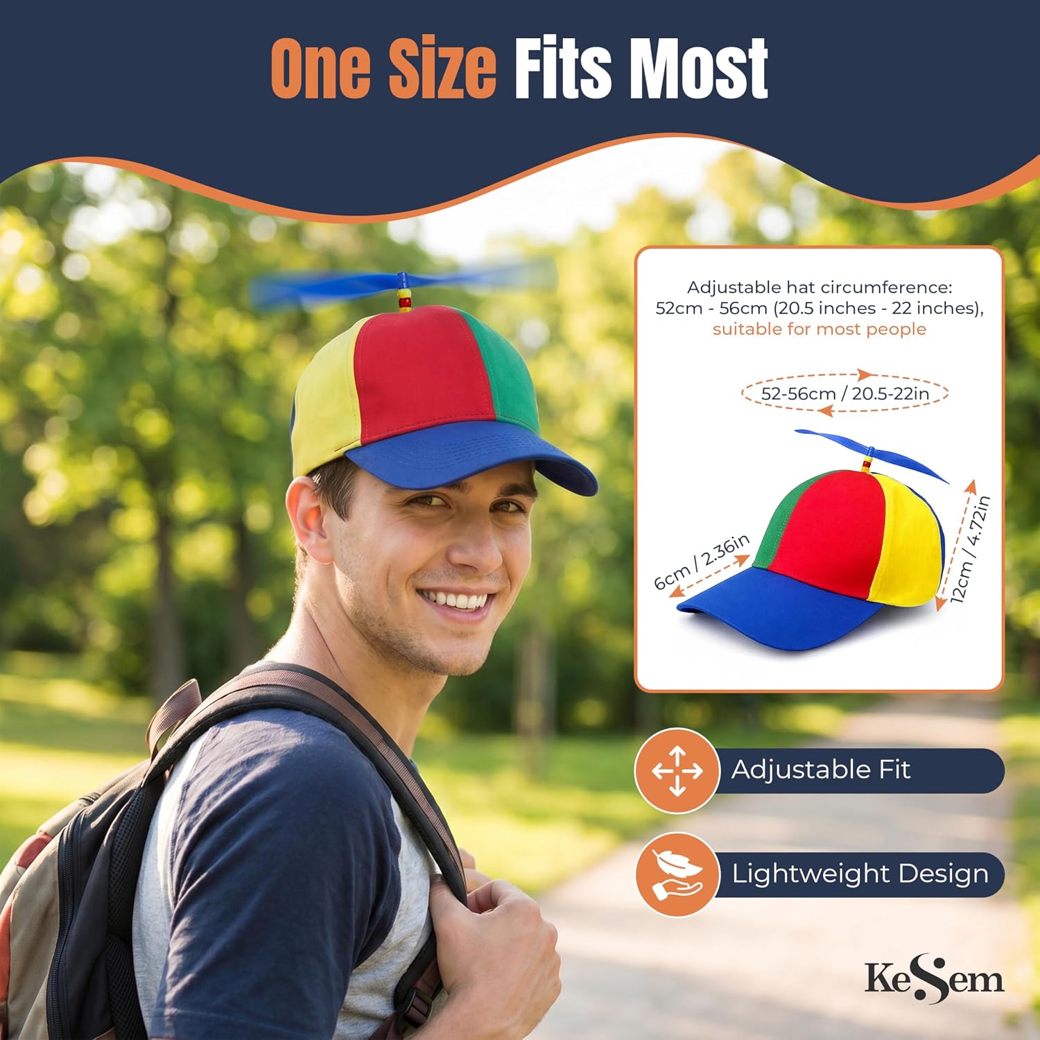 KESEM Propeller Hat Funny Helicopter Cap, Rainbow Propeller Cap, Silly Hat With Propeller, Colorful Adjustable Helicopter Spinning Party Hat For Adults, Parties, Costumes, Birthdays & Events image 4