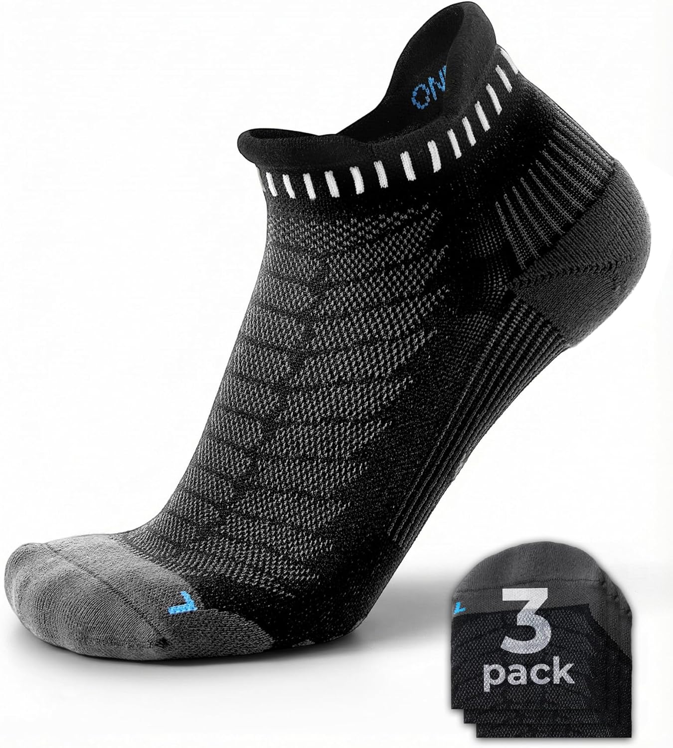 Coolmax Performance Ankle Running Socks 3 Pairs Cushion Padded Breathable Athletic Socks for Men Women
