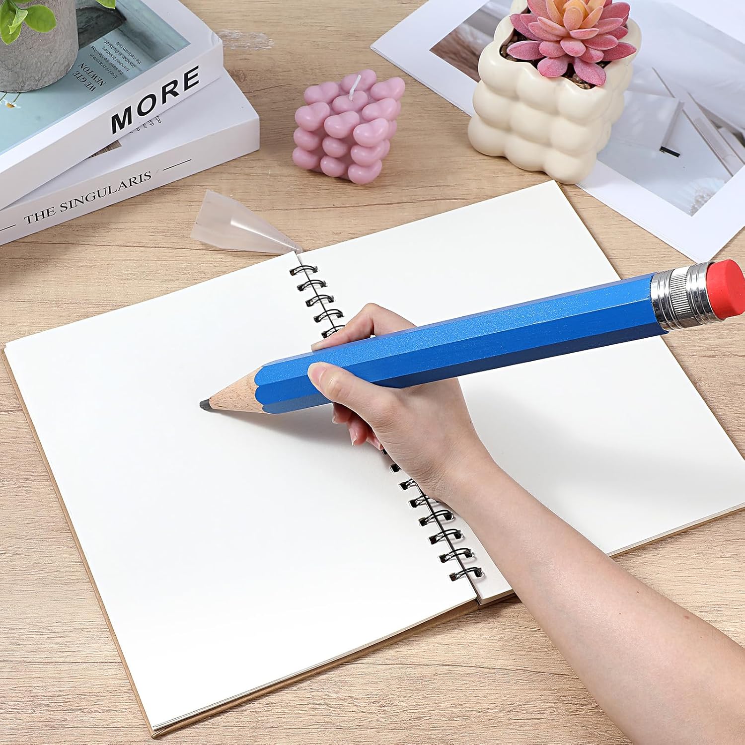 12 Pcs Wooden Jumbo Pencils for Prop, Funny Huge Giant Pencil 13 Inch for Home and Activities(13 Inch)