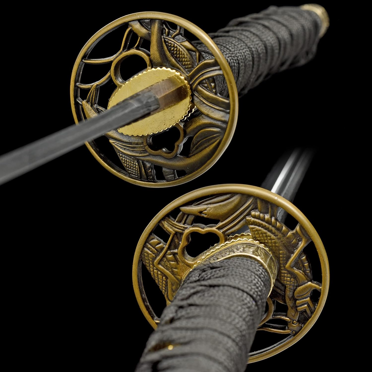 Folded Steel Tanto 21inch Japanese Samurai Sword Full Tang Hand Small Samurai Short Sword (Black)