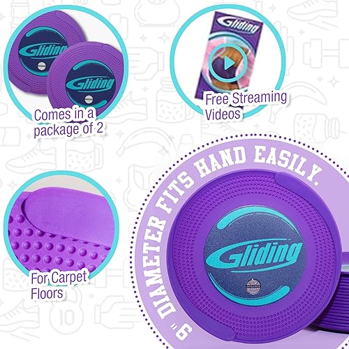 Miniatura 4 de Gliding Discos para entrenar deslizadores de ejercicio para alfombras y suelos de madera dura, 1 par, auténtico disco deslizante de entrenamiento