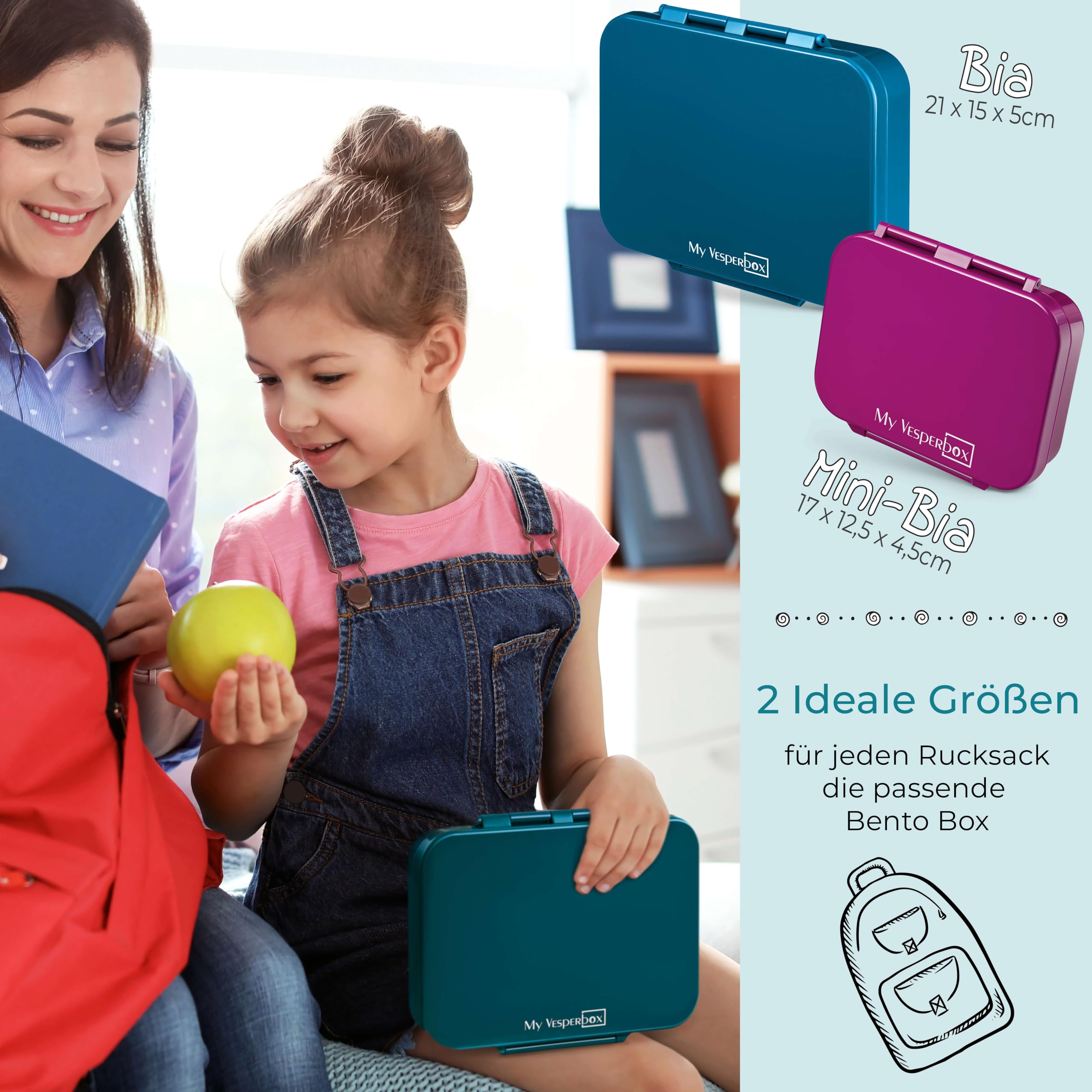My Vesperbox® Brotdose für Kinder mit Fächern [BIA] - Lunchbox mit Trennfächern - Bento Box - Jausenbox - Brotzeitbox für Schule & Kindergarten - Vesperdose für Jungen & Mädchen