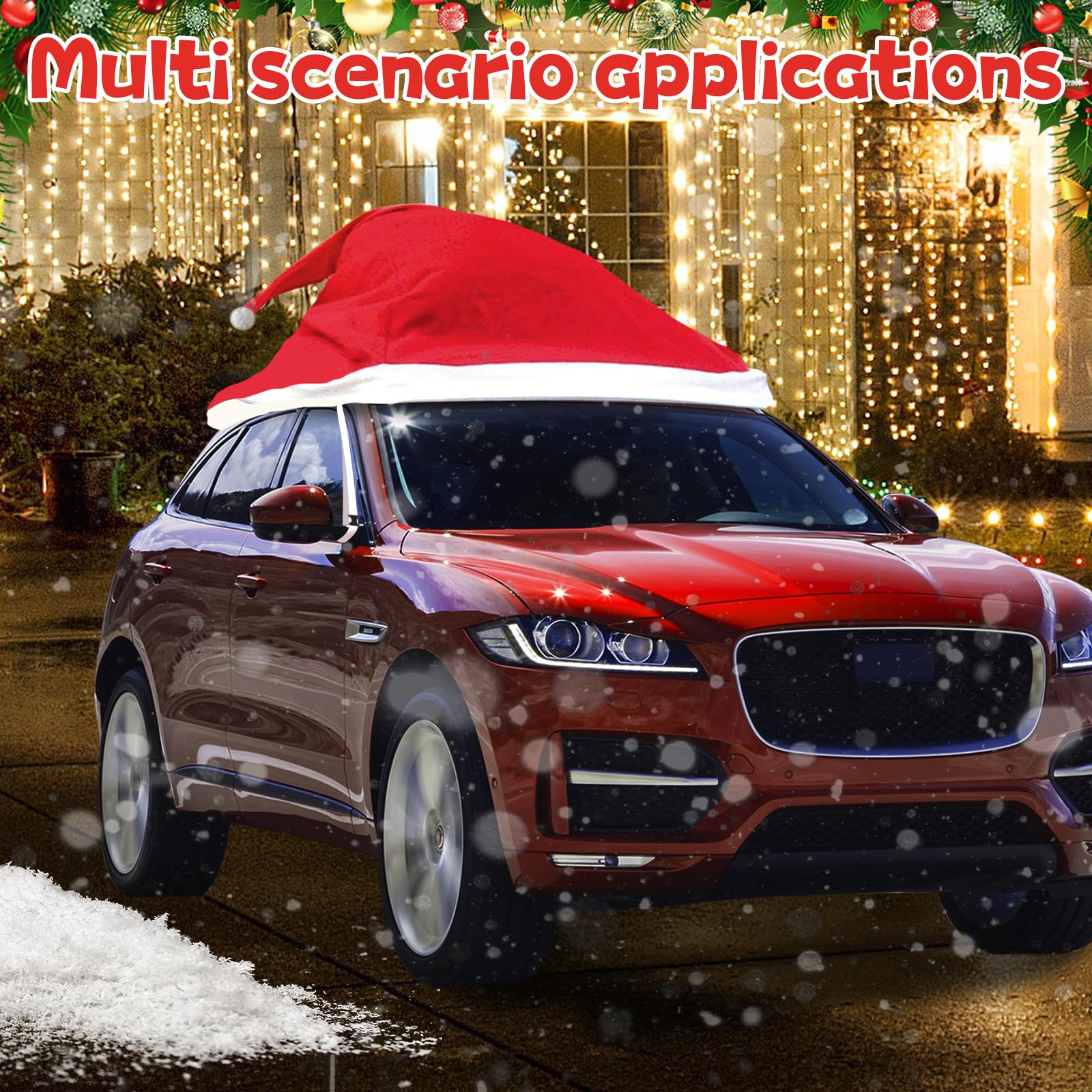 BEIJIALY 4 Cappelli Di Babbo Natale Per Poggiatesta Auto – Decorazioni Natalizie Per Auto – Facili Da Installare