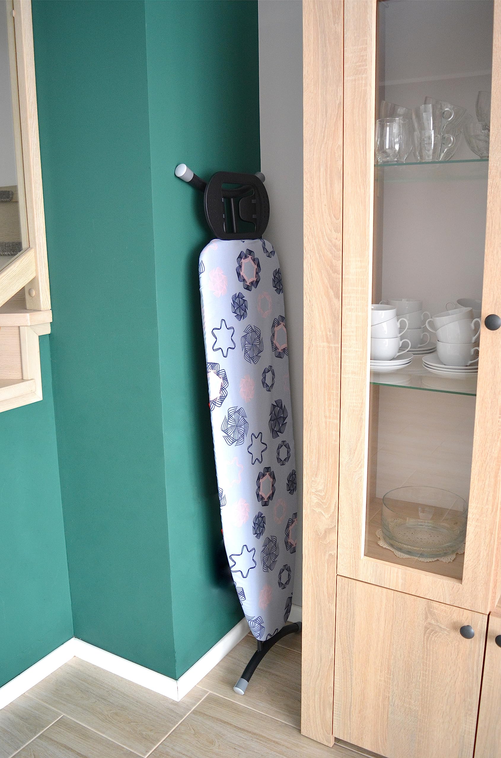 York Bügelbrett für Dampfbügelstation 120x38cm, Höhenverstellbarer Bügeltisch mit ausziehbarem Fach, Bügelbrettbezug, Dampfbügeltisch mit Antirutschfüßen, Regulierbarer, Stabil & Klappbar