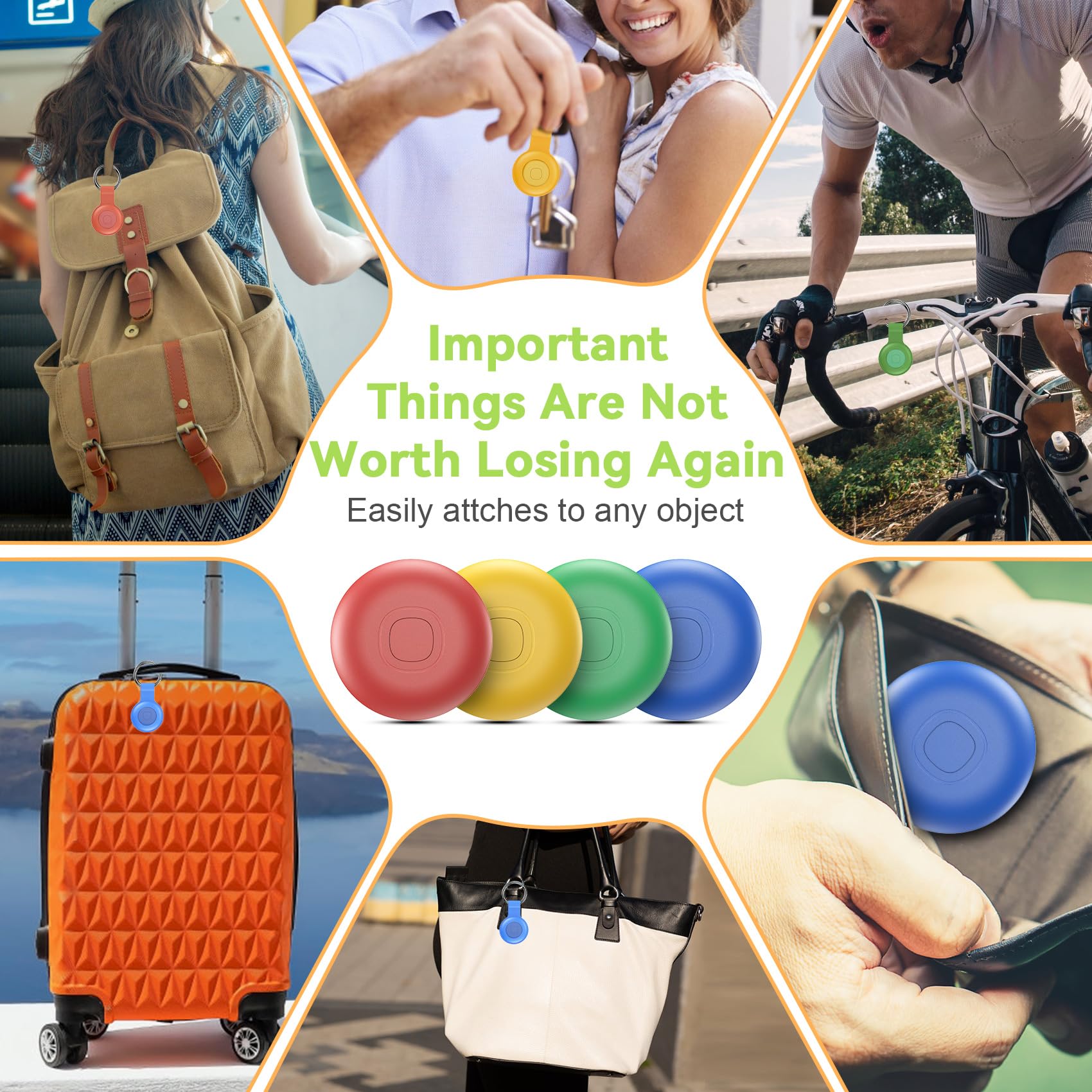 Air Tracker Android 4 Pack, IP 67 Wasserdicht Smart Tag Schlüsselfinder kompatibel mit Google Find Hub APP (Android NUR) Bluetooth Tag Key Finder für Gepäck/Brieftasche/Koffer/Taschen