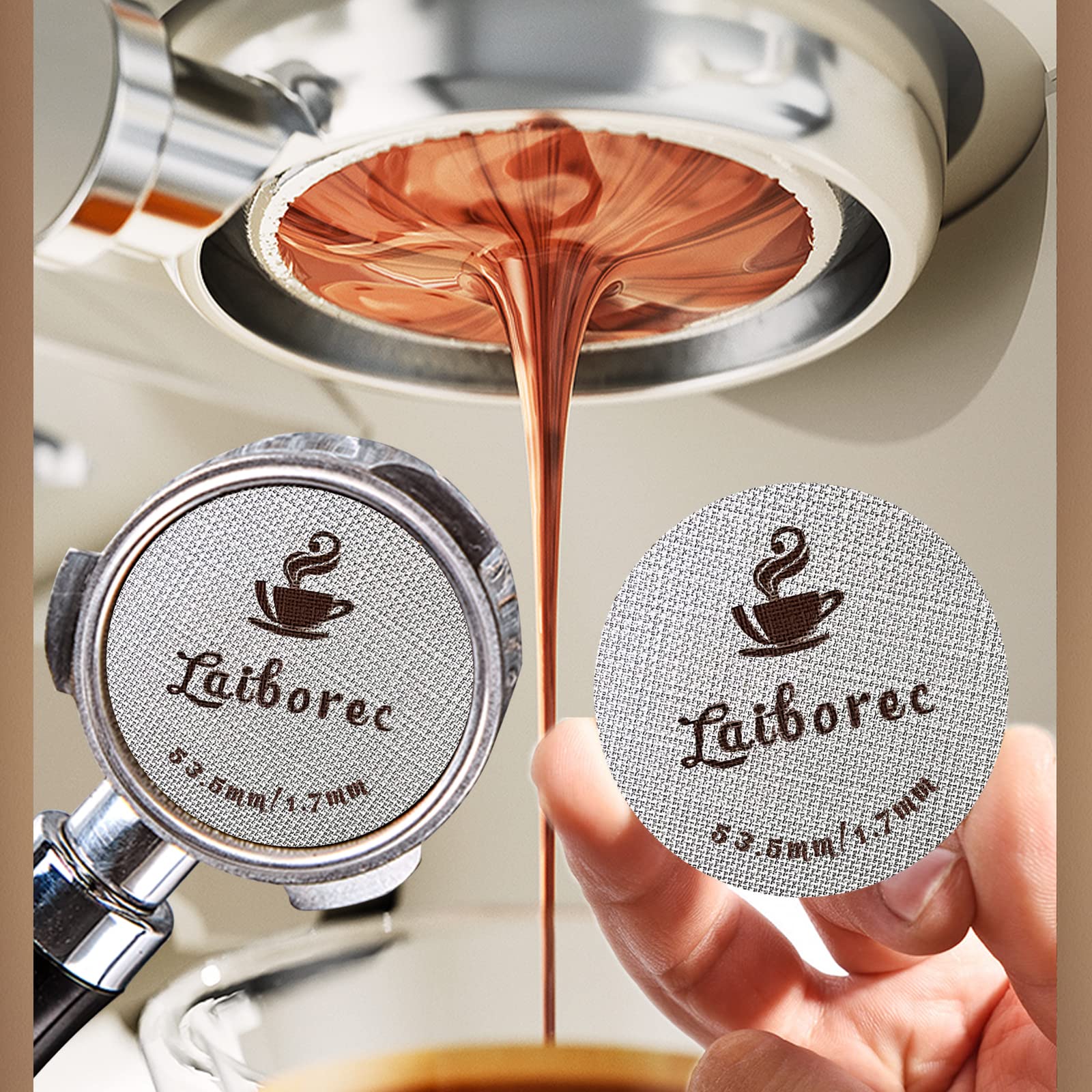 NEOUZA Schermo per dischi Espresso 49mm Riutilizzabile Spessore 1,7mm 150um Filtro per caffè in acciaio INOX professionale Barista Filtro a rete per portafiltro Espresso