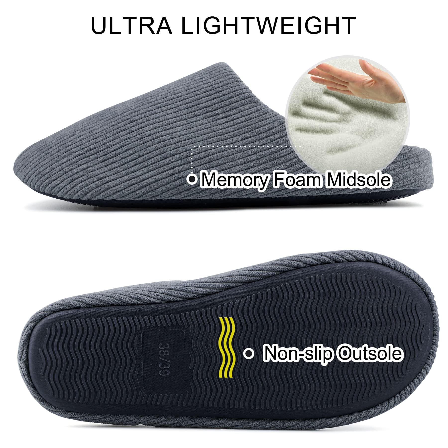 Knixmax Pantofole da Casa da Uomo Donna Memory Foam Pantofole Invernali Morbide e Calde Slippers