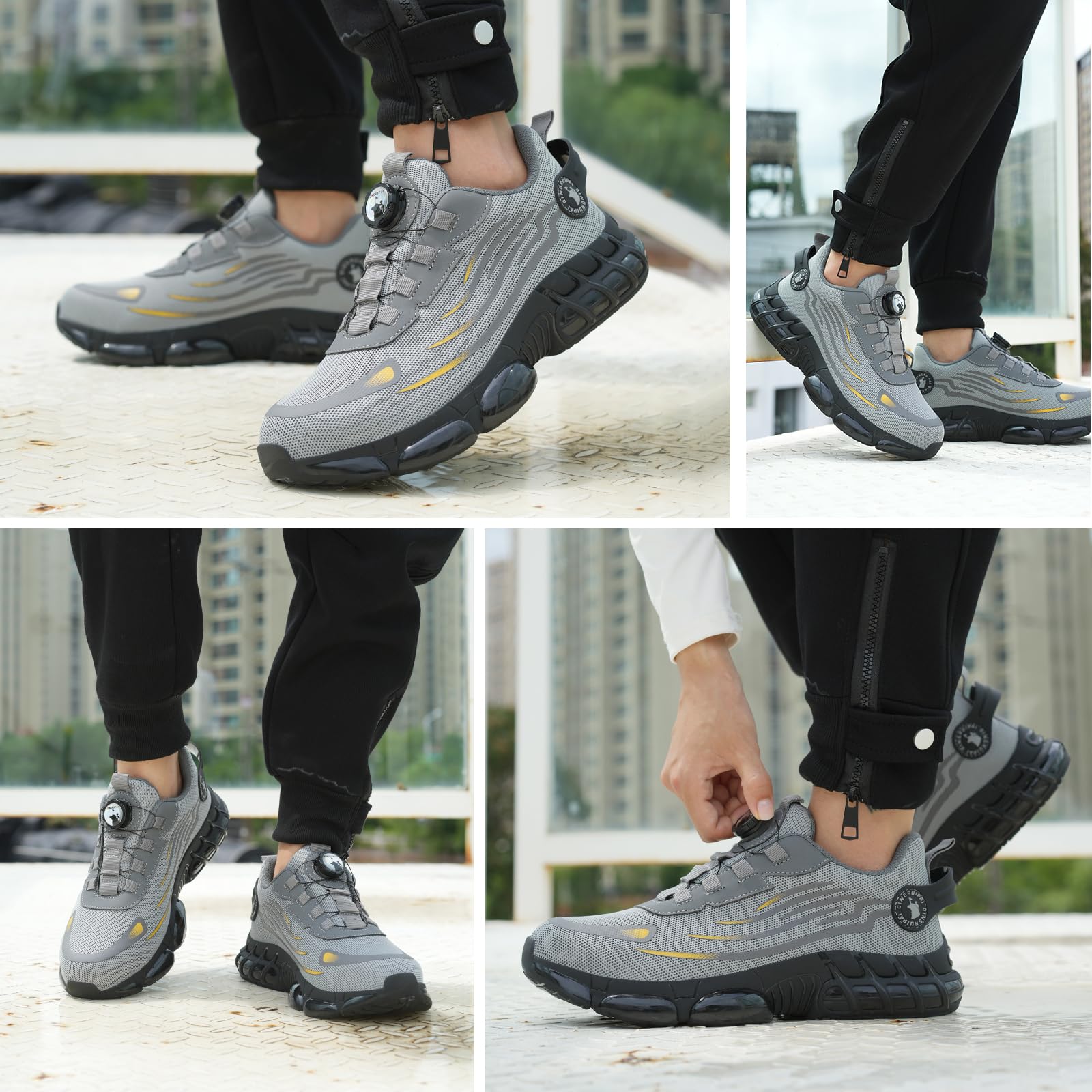 Scarpe antinfortunistiche da uomo e donna, comode, leggere, con puntale in acciaio, scarpe da lavoro, antiscivolo, con cuscinetto d'aria